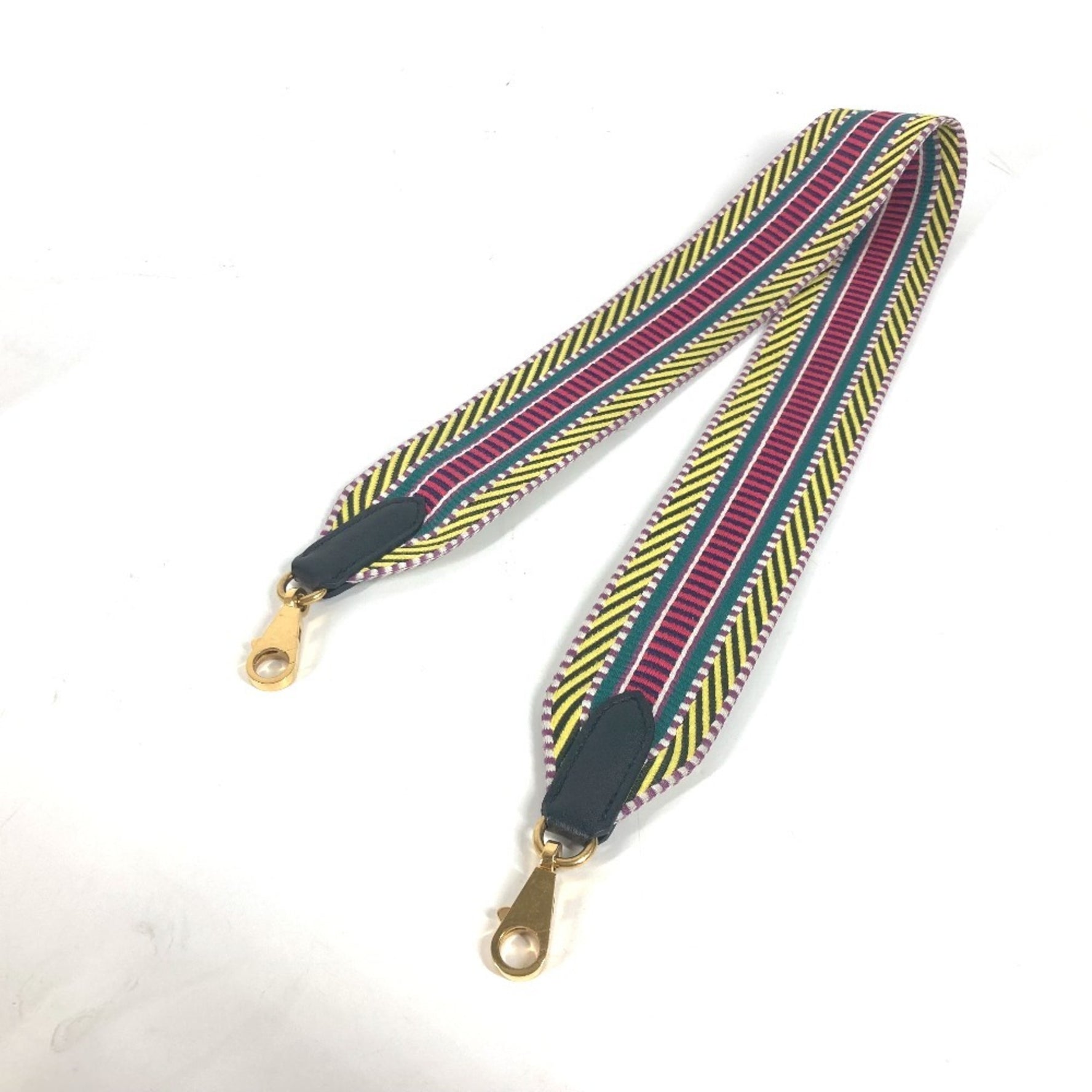 HERMES Sangle Caval Shoulder Strap Canvas Leather Multicolor