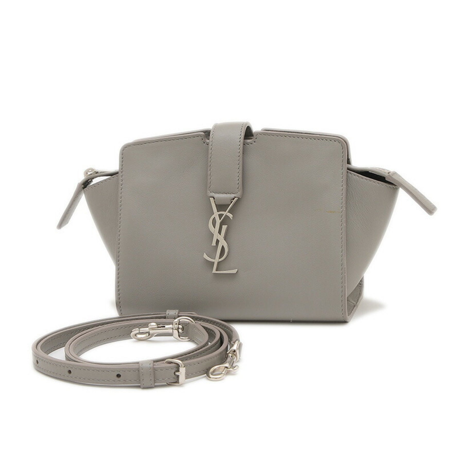 Saint Laurent Toy Cabas Shoulder Bag Leather Grey 2825