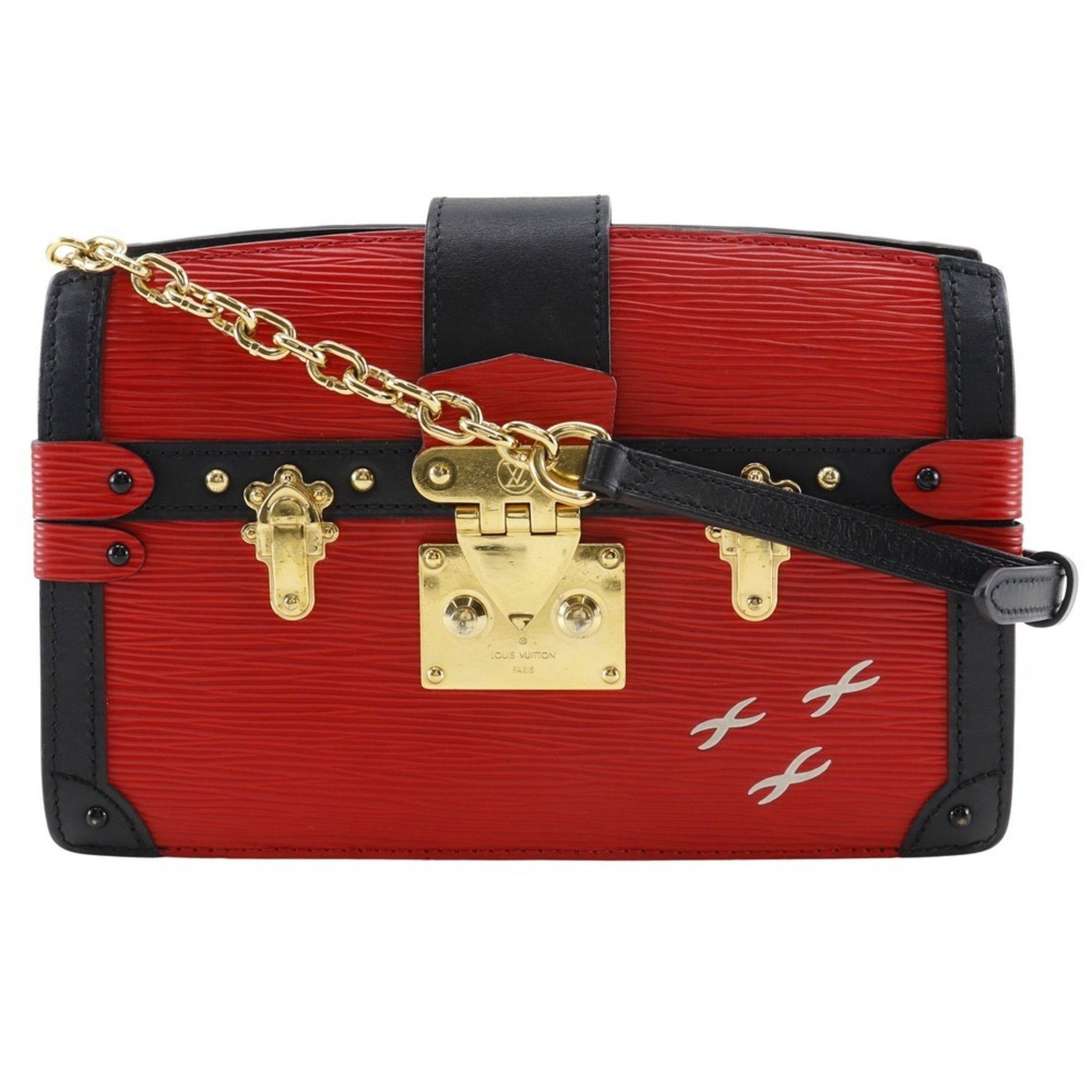 Louis Vuitton Trunk Clutch Shoulder Bag Epi Leather Rouge Red