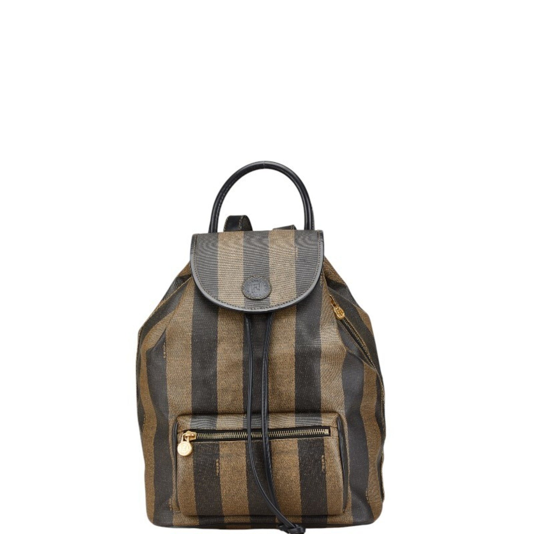 FENDI Pecan Backpack Brown Black PVC Leather
