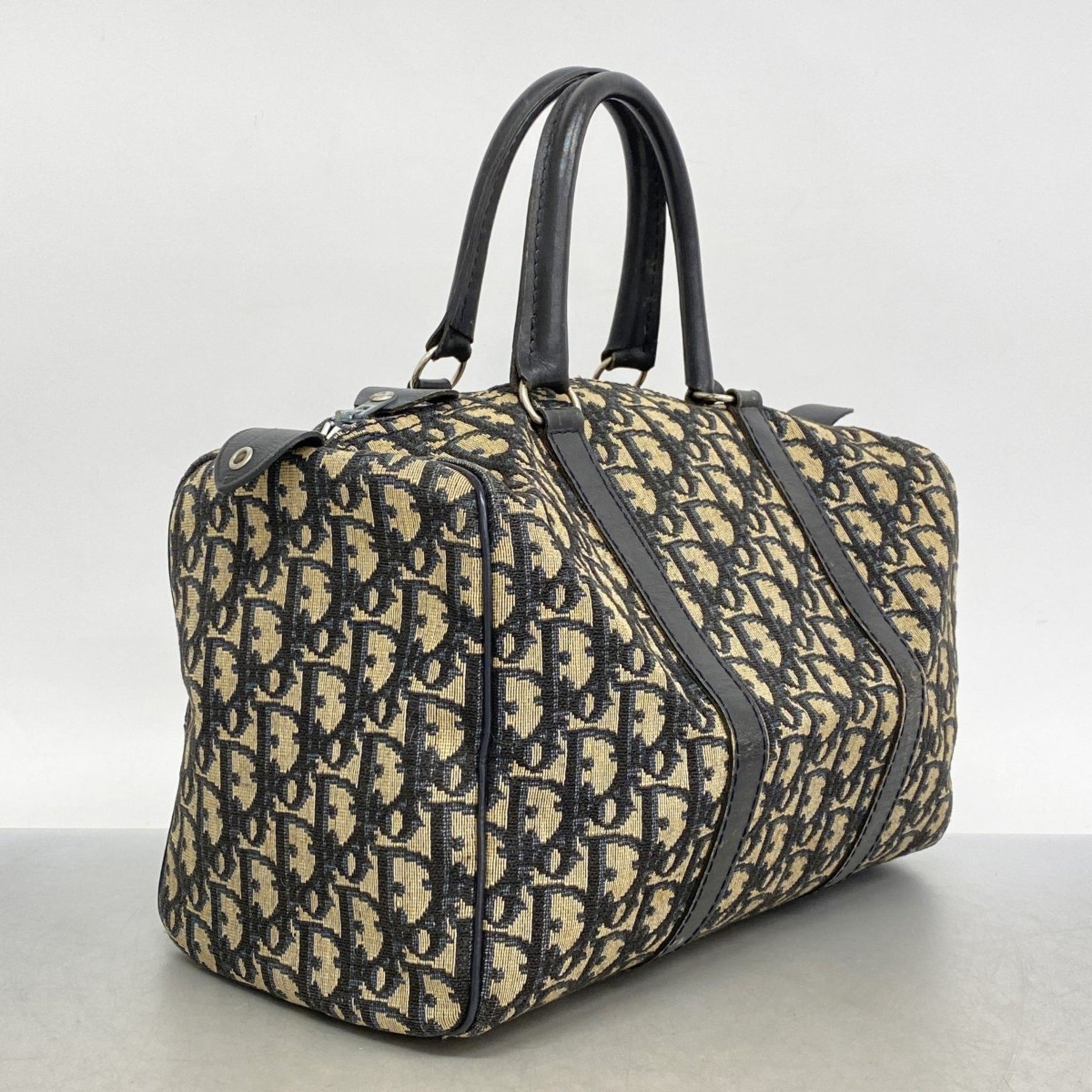 Christian Dior Trotter Canvas Handbag in Beige and Navy
