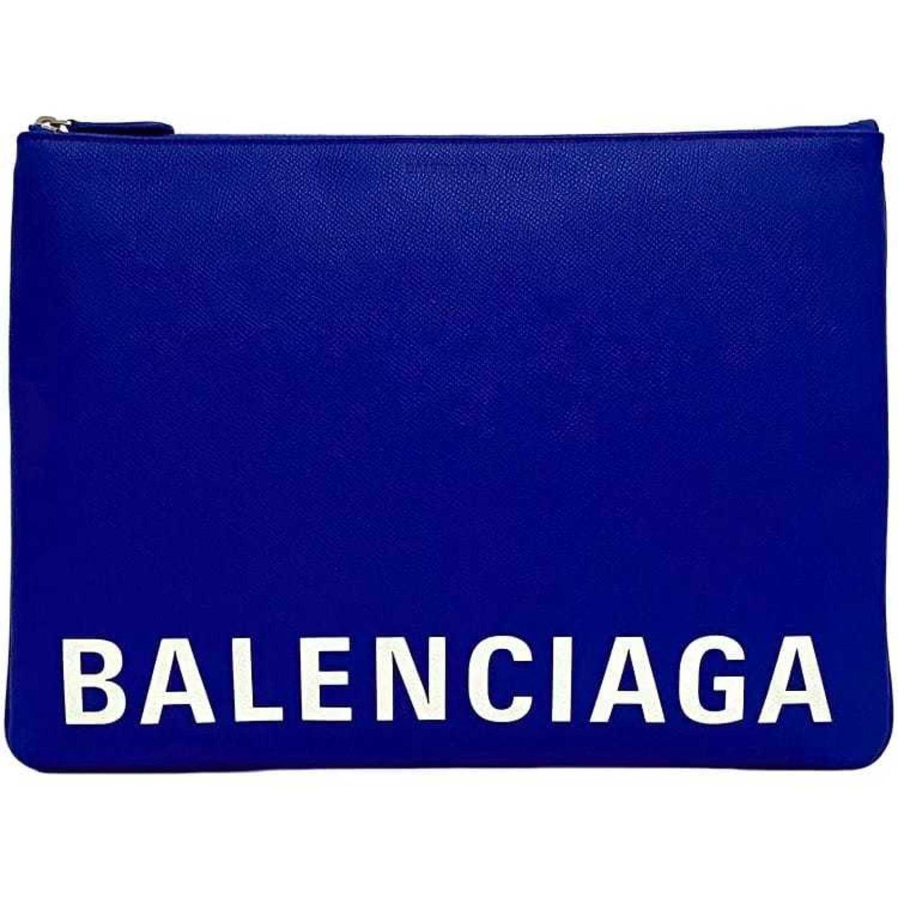 Balenciaga clutch bag grained leather handbag second pouch unisex accessory accent
