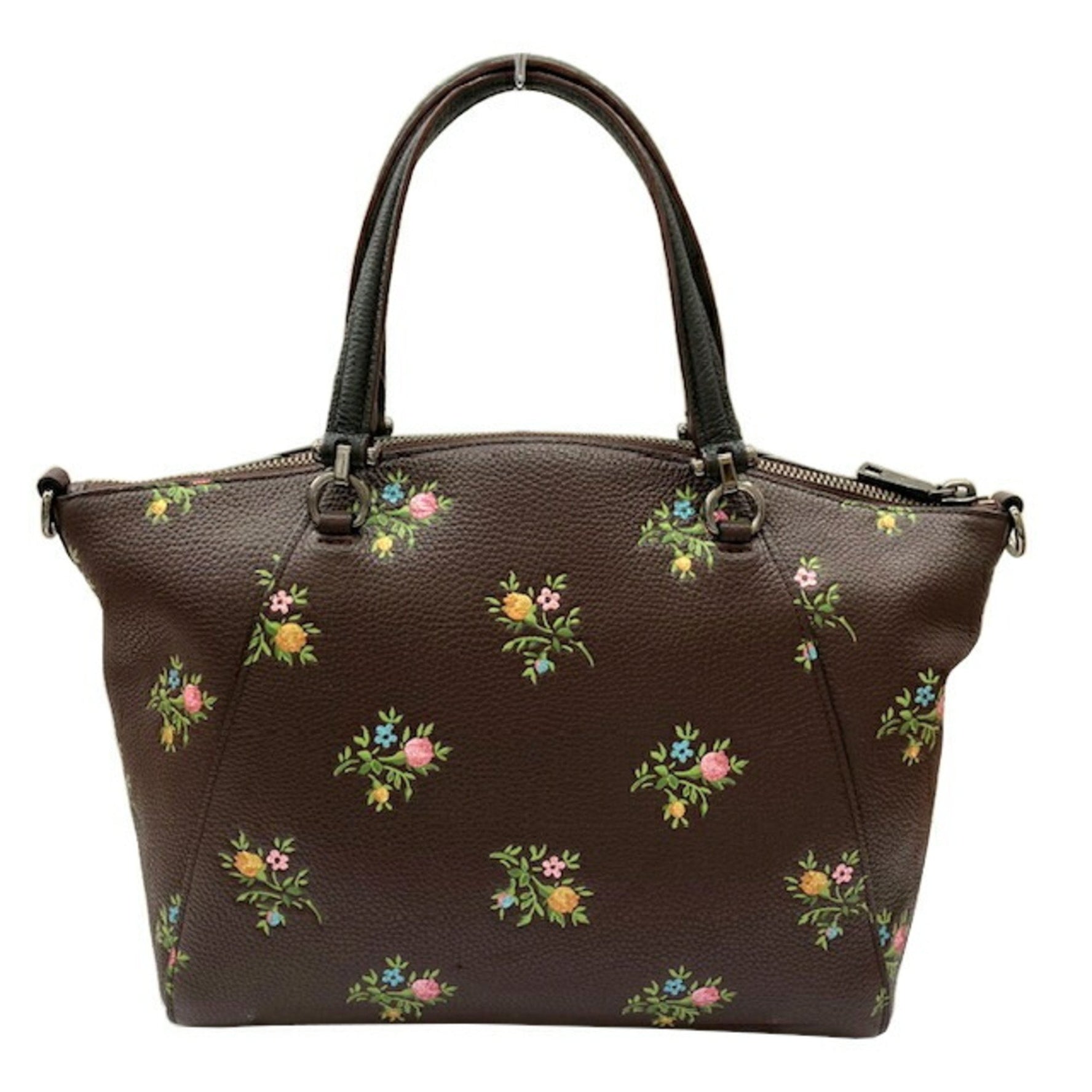 COACH Bag Flower Satchel Leather Handbag Tote Shoulder