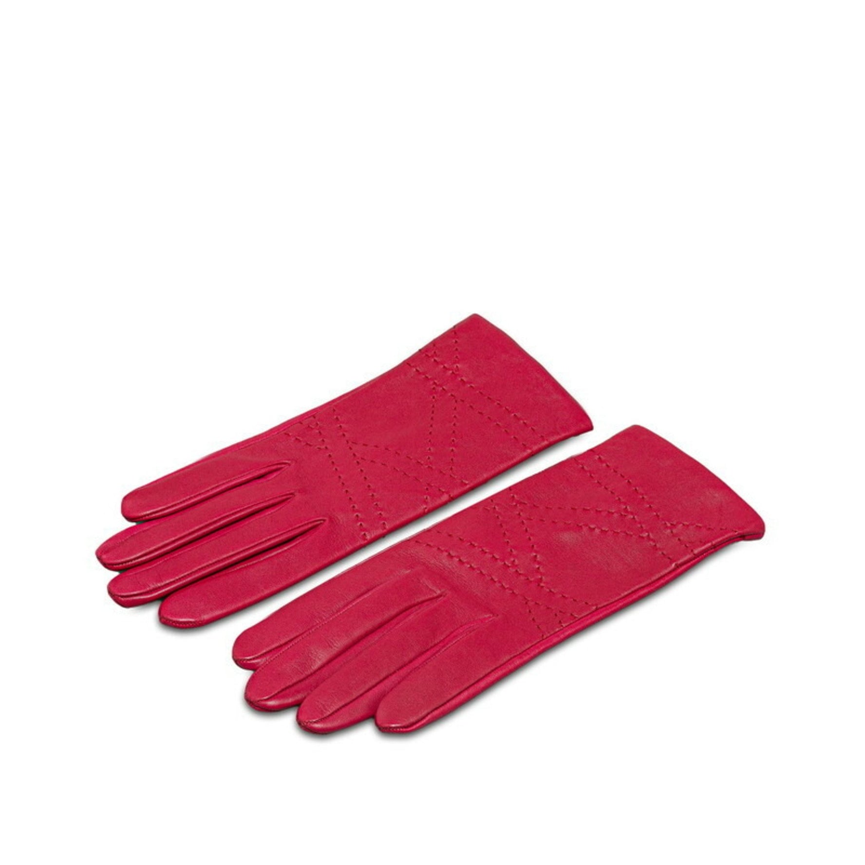 Hermes Stitch Gloves Size: 7 1/2 Wine Red Leather