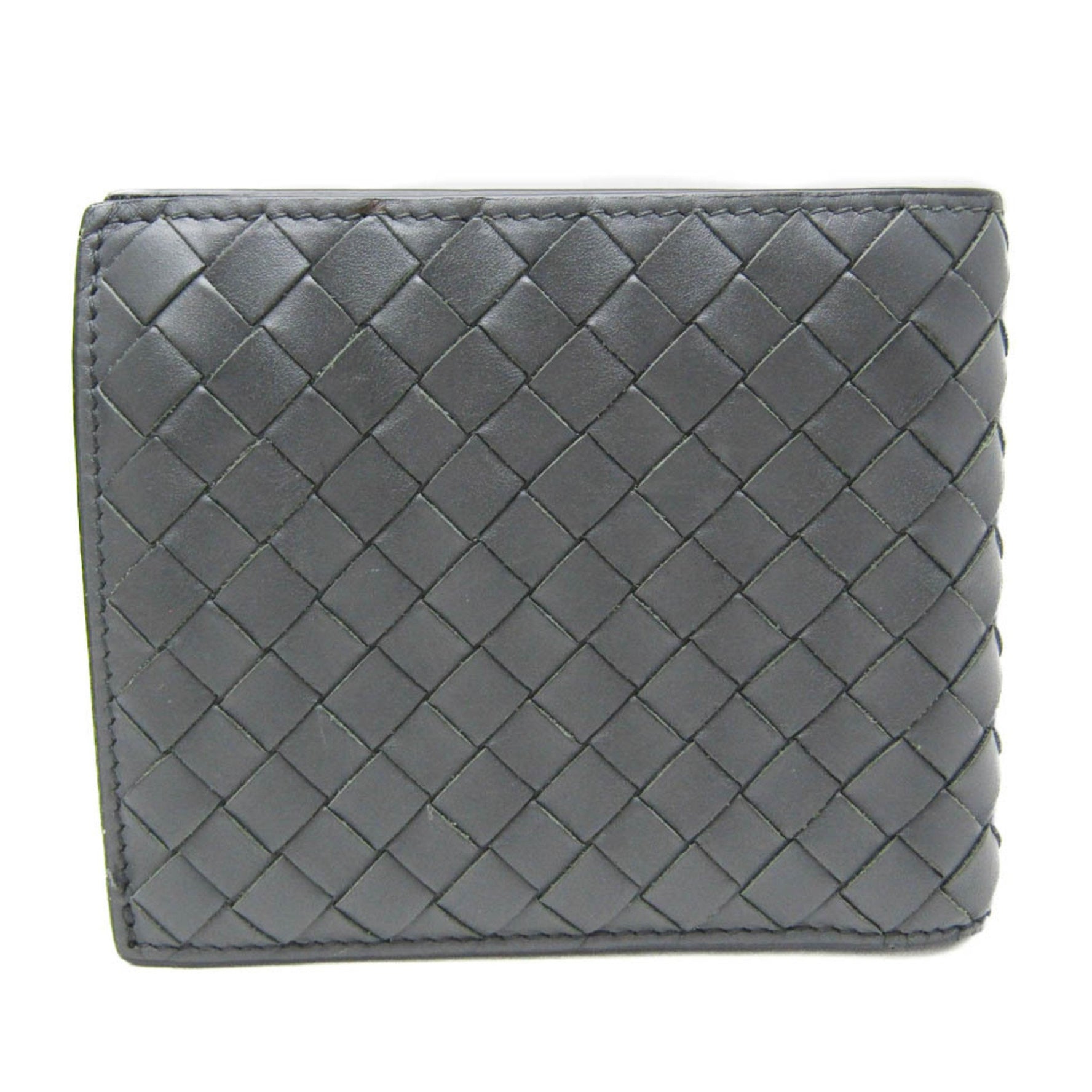 Bottega Veneta Intrecciato Men,Women Lambskin Wallet (bi-fold) Dark Gray
