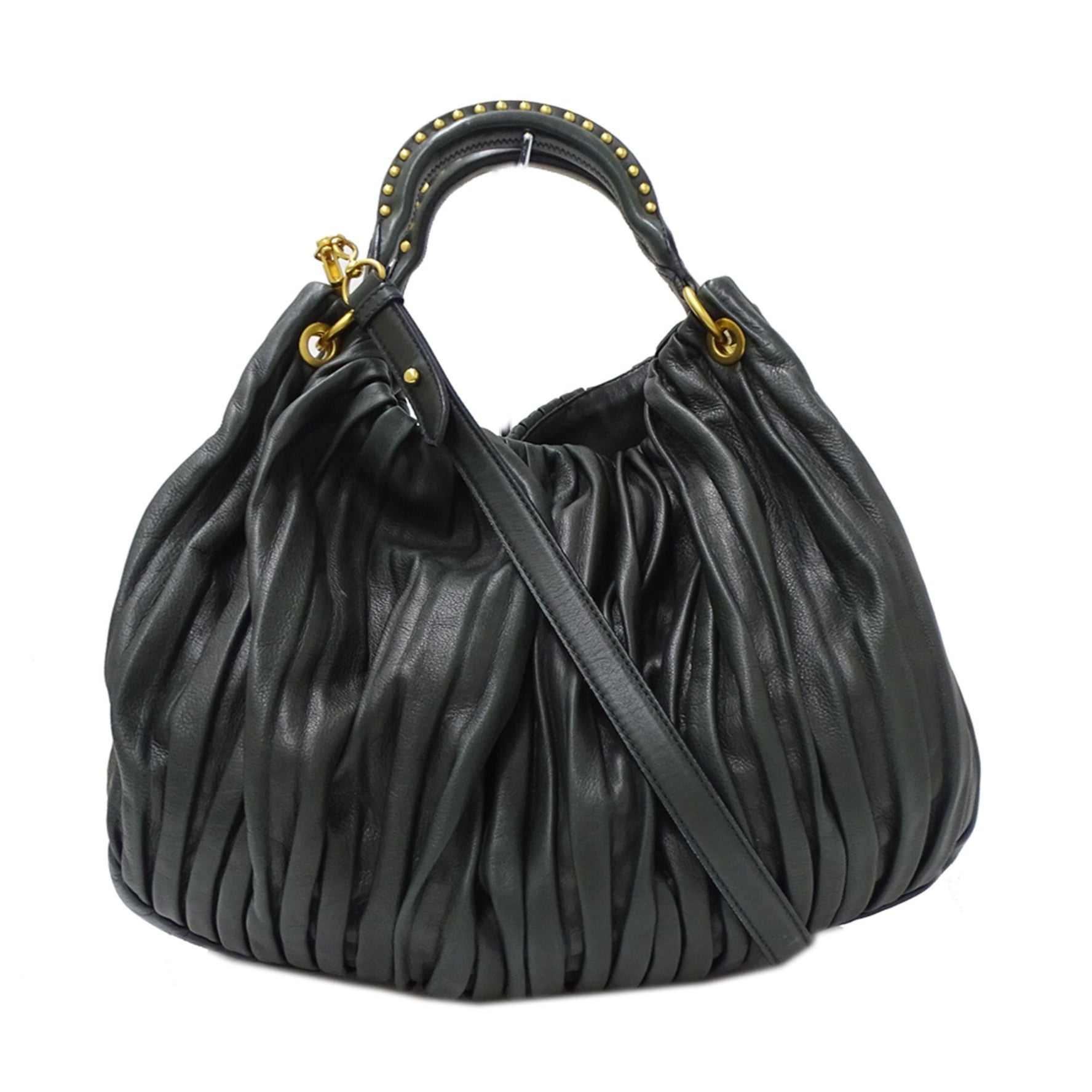 Miu MIUMIU Handbag/Shoulder Bag, Leather, Dark Green