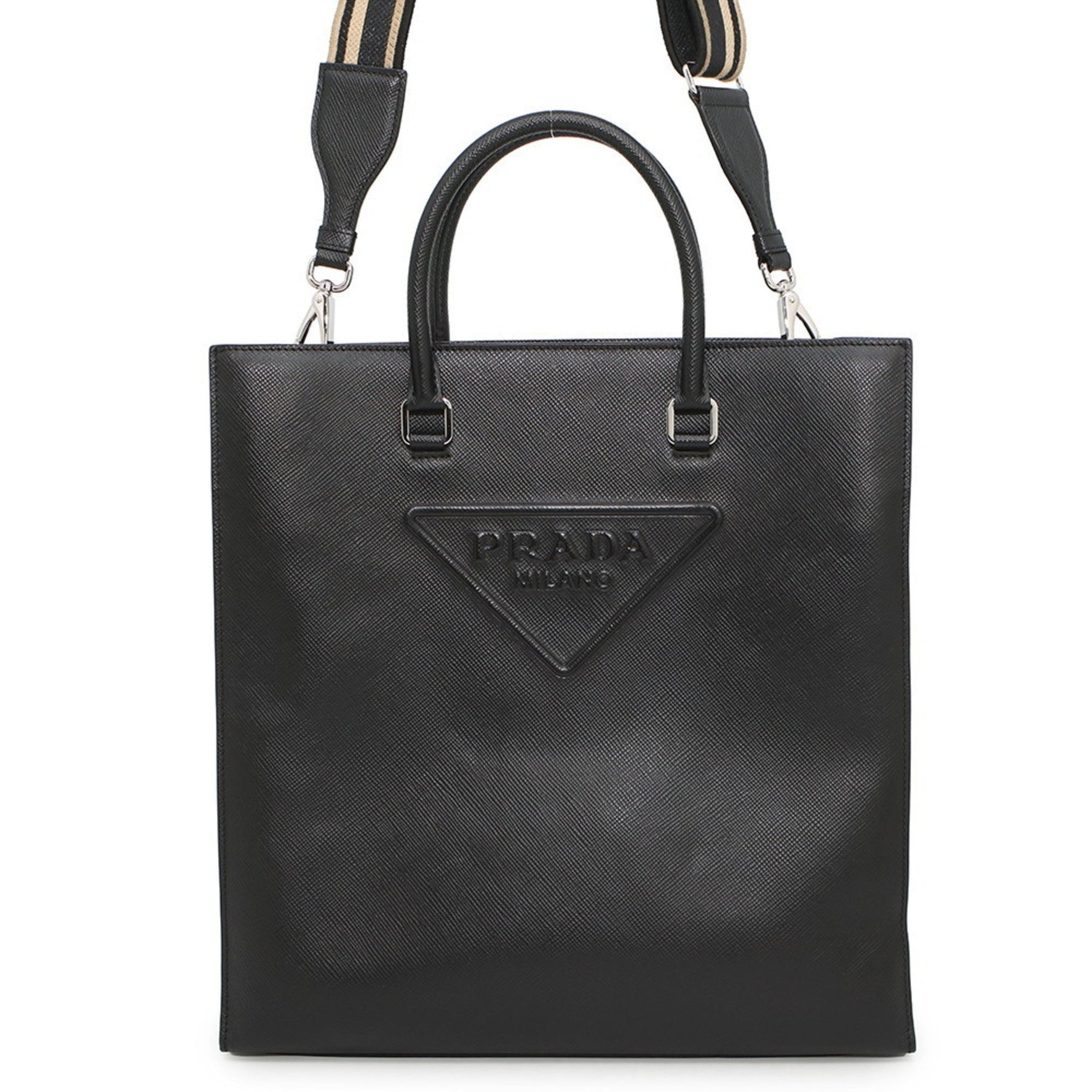 Prada Triangle Saffiano Leather Tote Bag