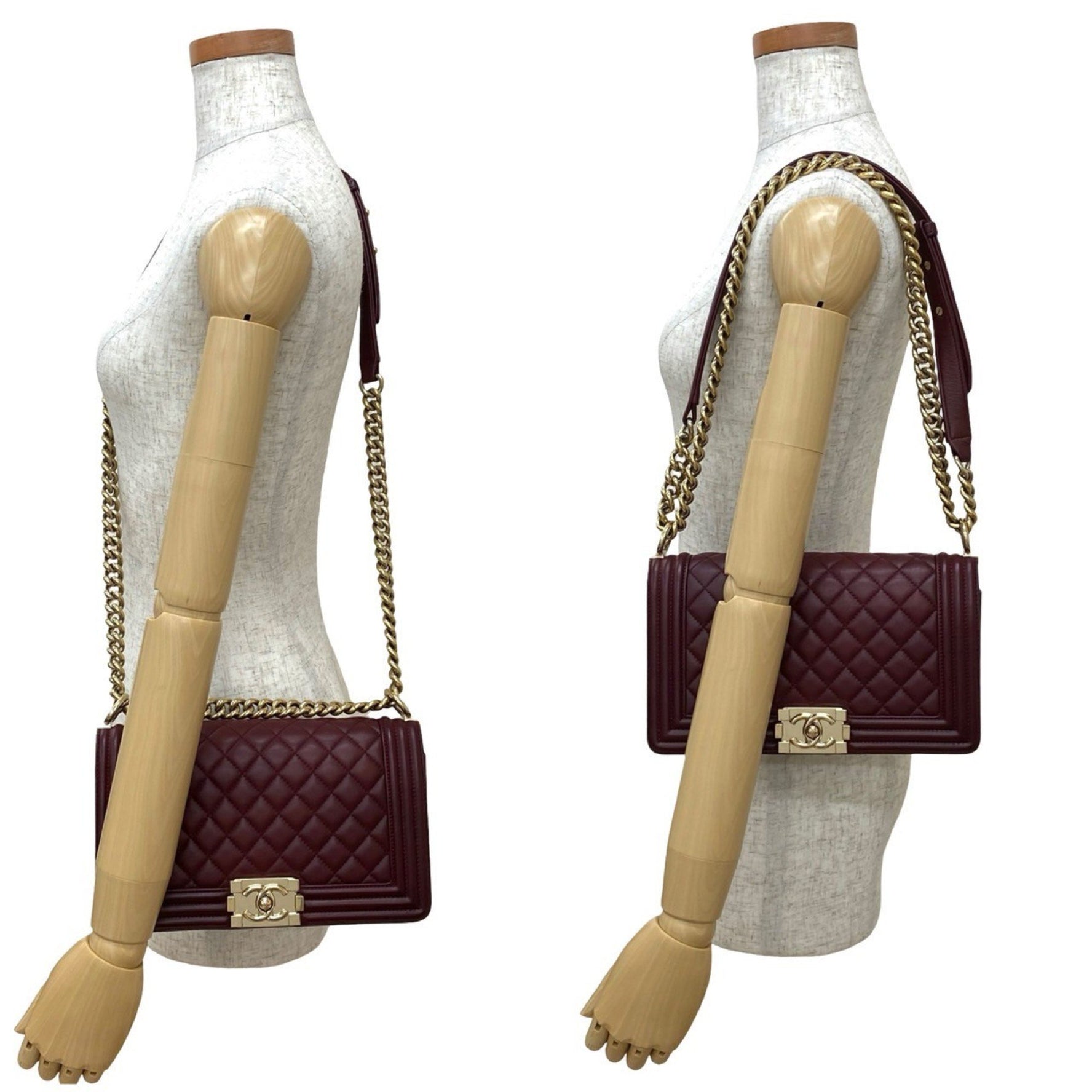 CHANEL Boy Matelasse Coco Lambskin Chain Shoulder Bag, Bordeaux