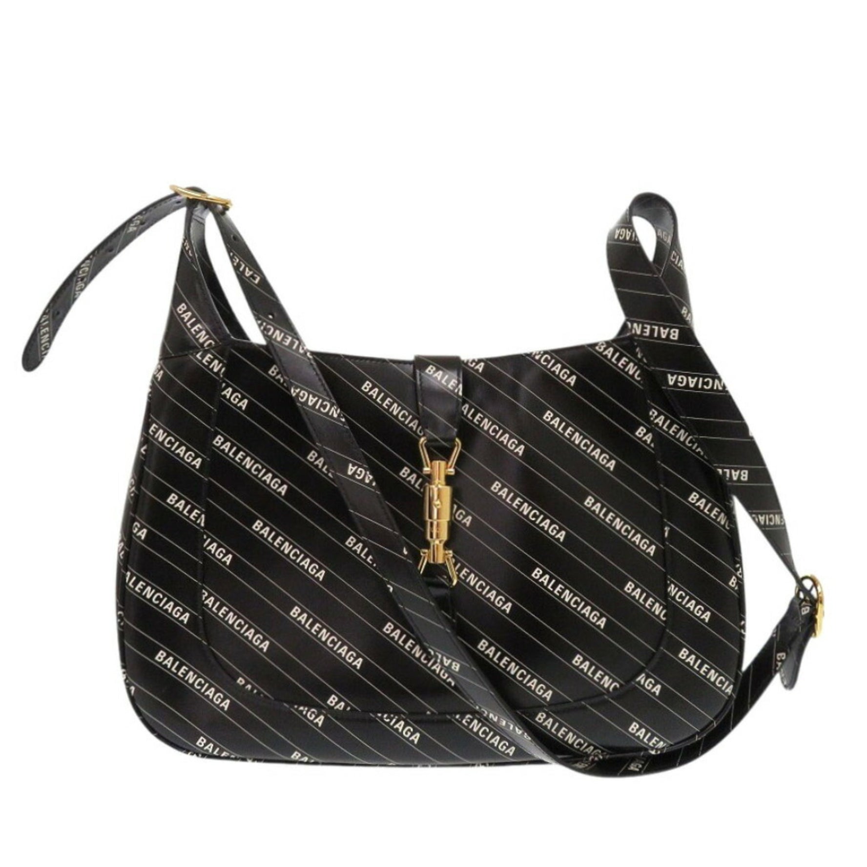 Gucci Jackie 1961 The Hacker Project Balenciaga Collaboration Leather Black Shoulder Bag