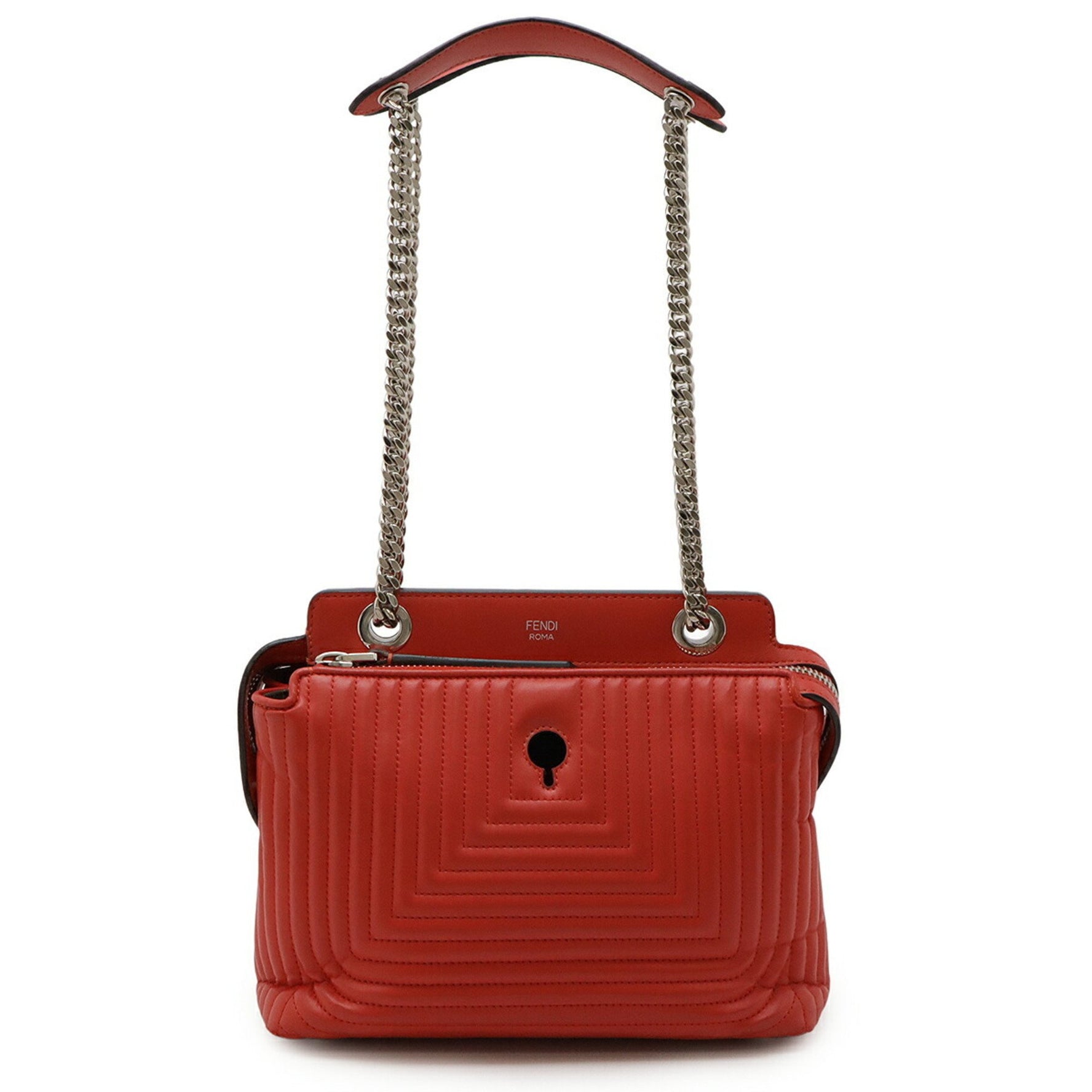 FENDI Fendi.com Click Chain Shoulder Bag Leather Red Pouch Missing