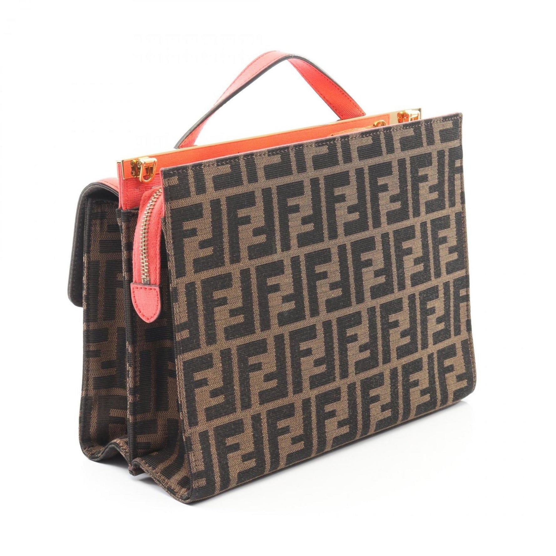 Fendi Demi-Jour Zucca Handbag, Canvas and Leather, Brown Pink