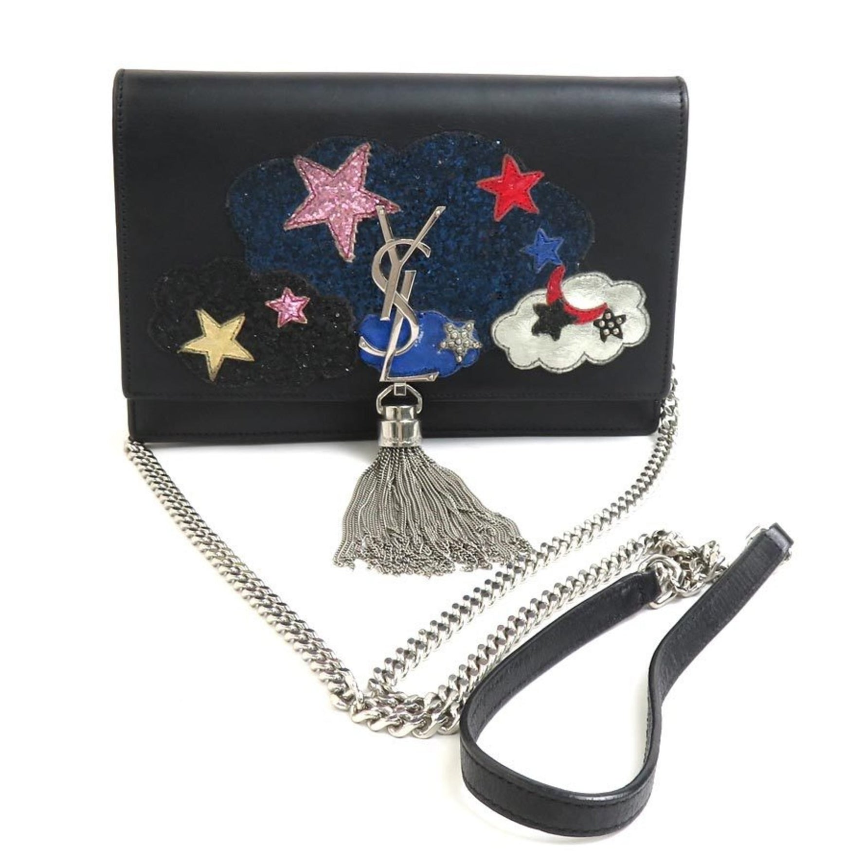 Saint Laurent Chain Wallet Leather Black x Multicolor