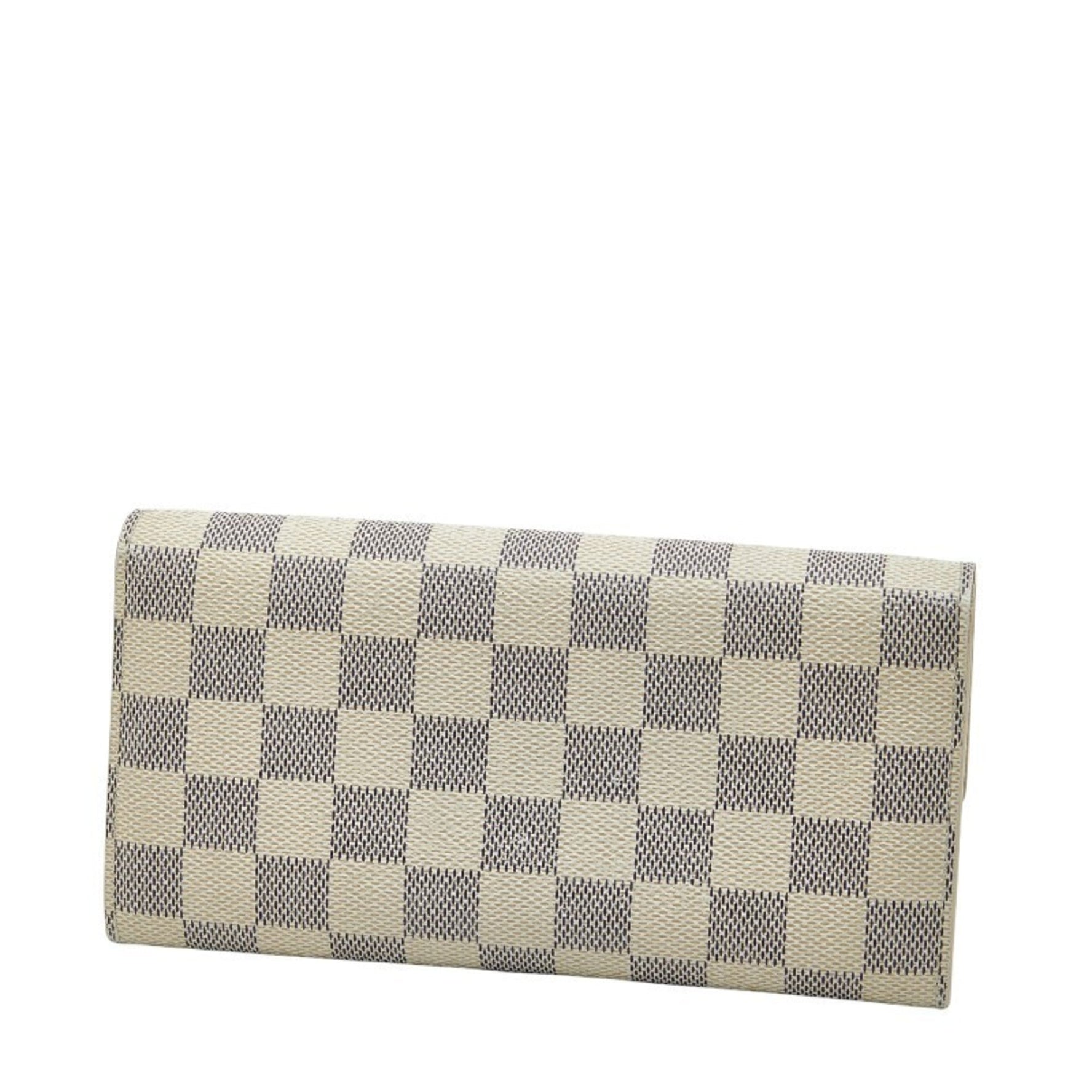 Louis Vuitton Damier Azur Portefeuille Sarah Long Wallet White Leather LOUIS VUITTON