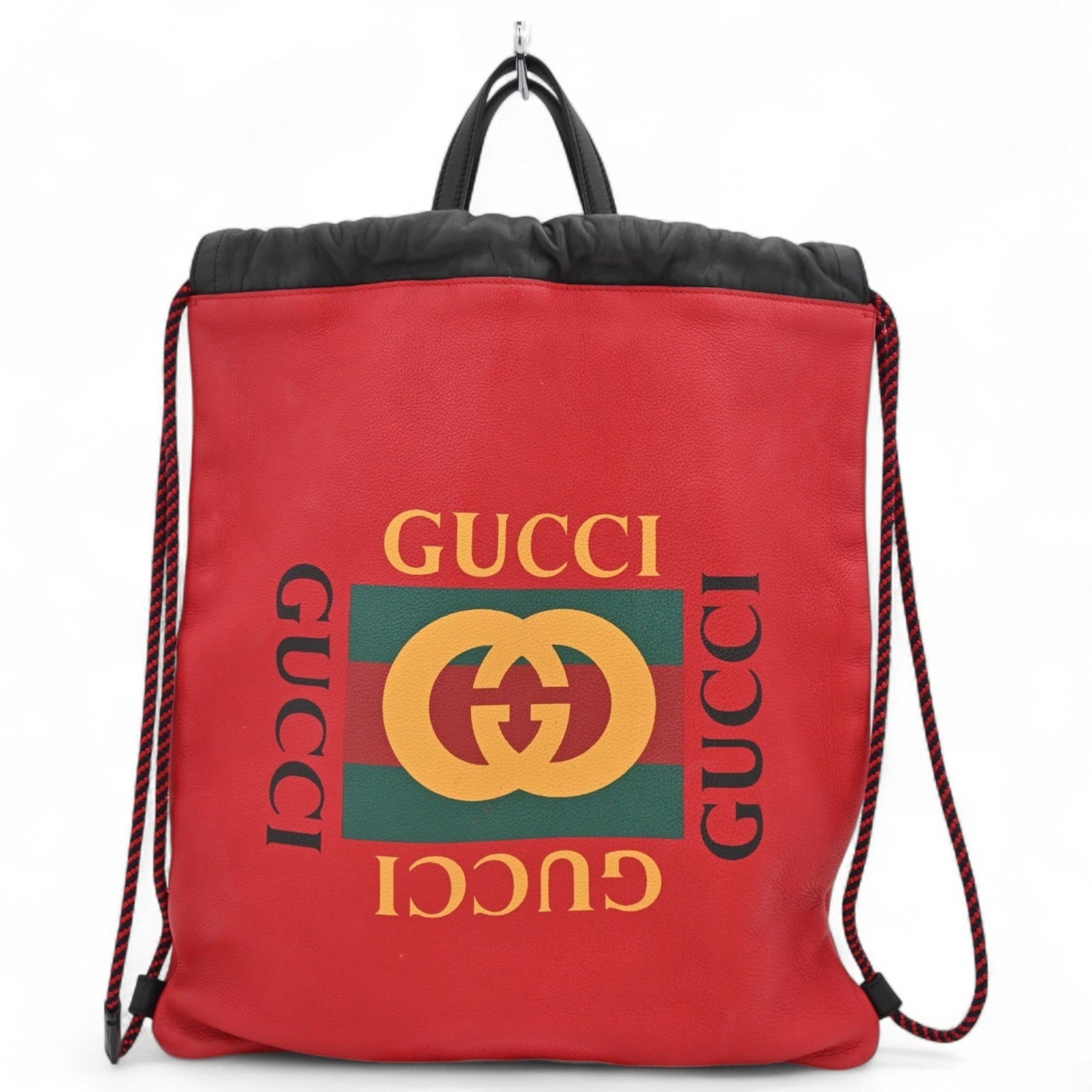 Gucci Coco Capitan Backpack in Hibiscus Red and Black