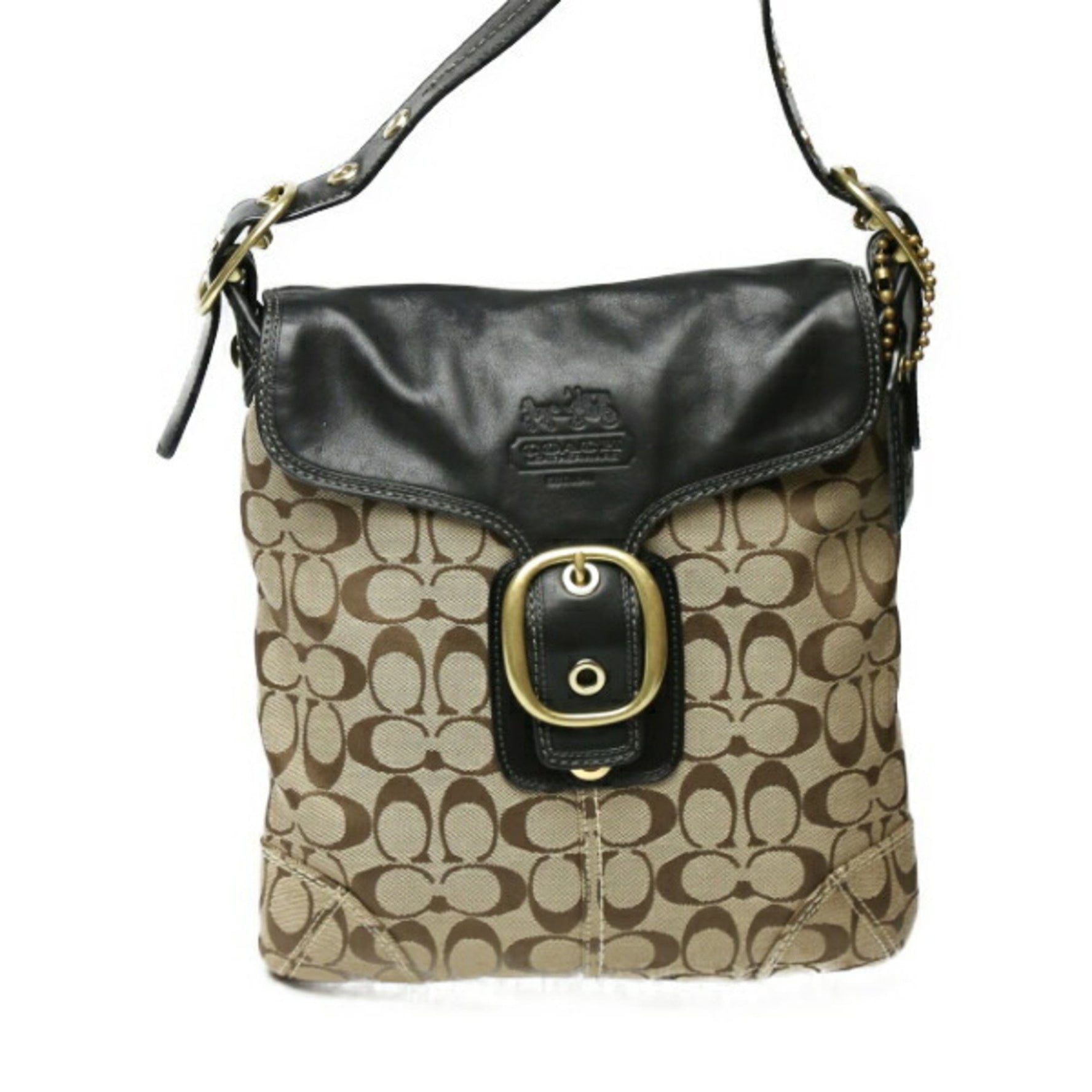 COACH Crossbody Signature Black x Beige Shoulder Bag