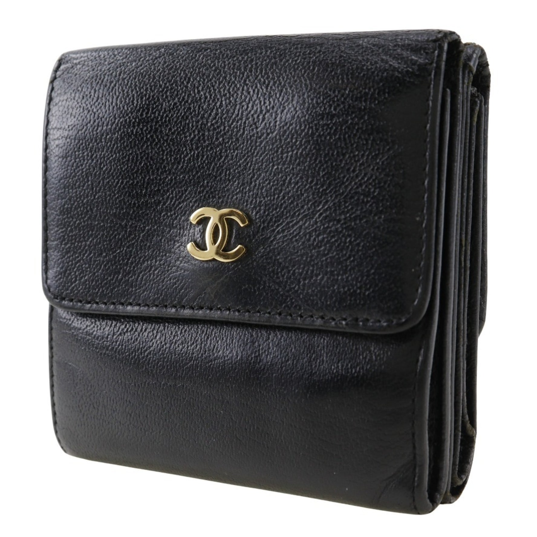 CHANEL COCO Mark Bi-fold Wallet W Calfskin Snap Button
