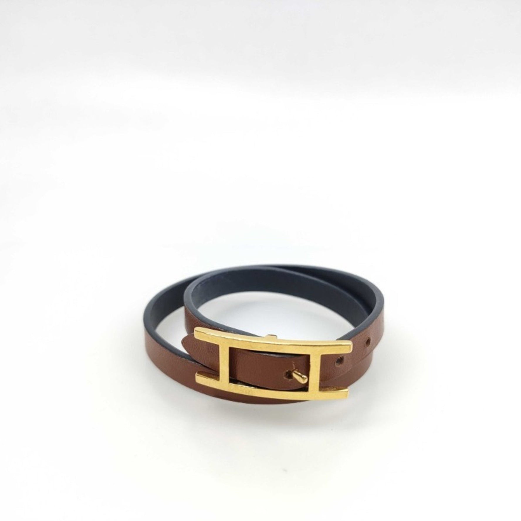 HERMES B-Api Leather Double Tour Bracelet