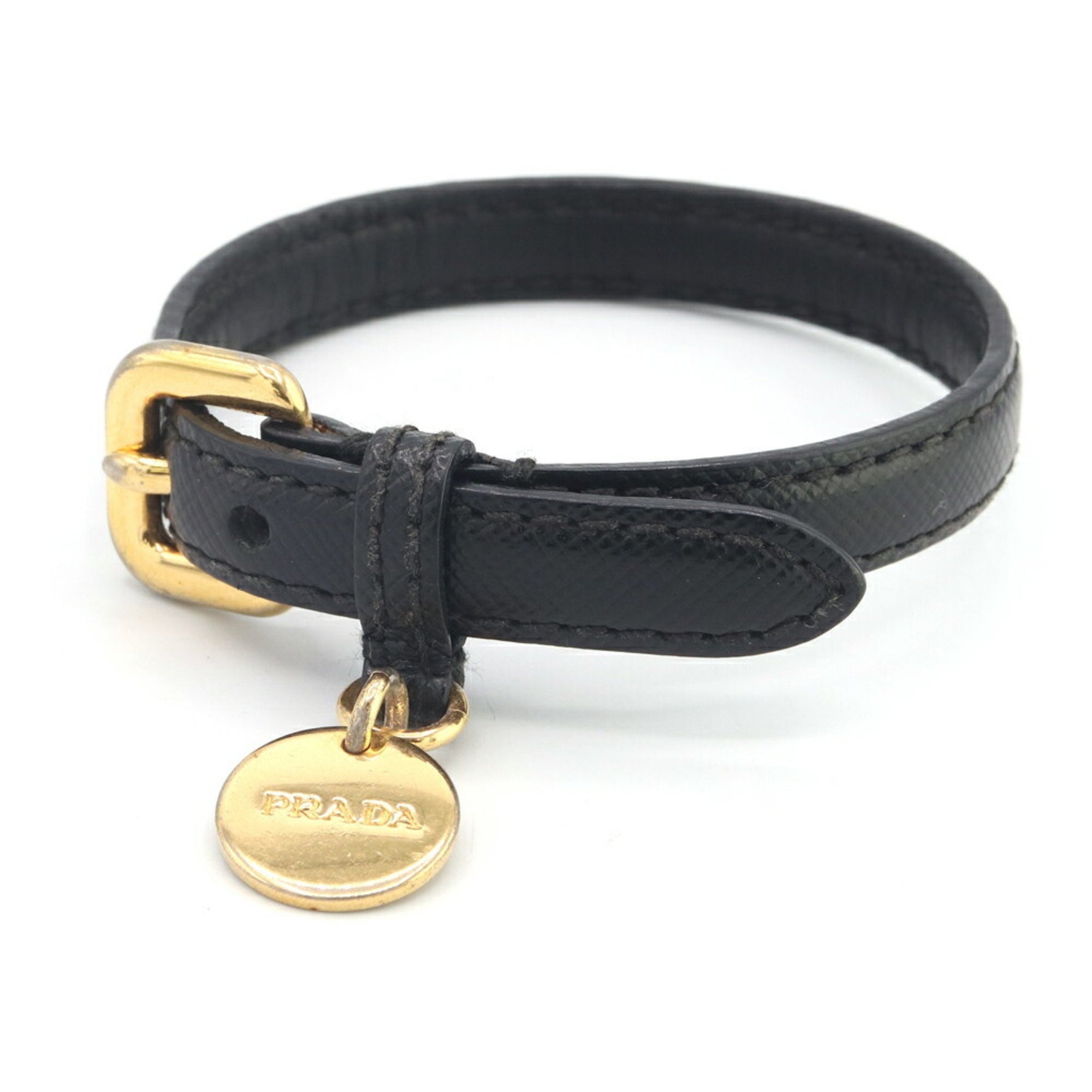 Prada bracelet black leather bangle