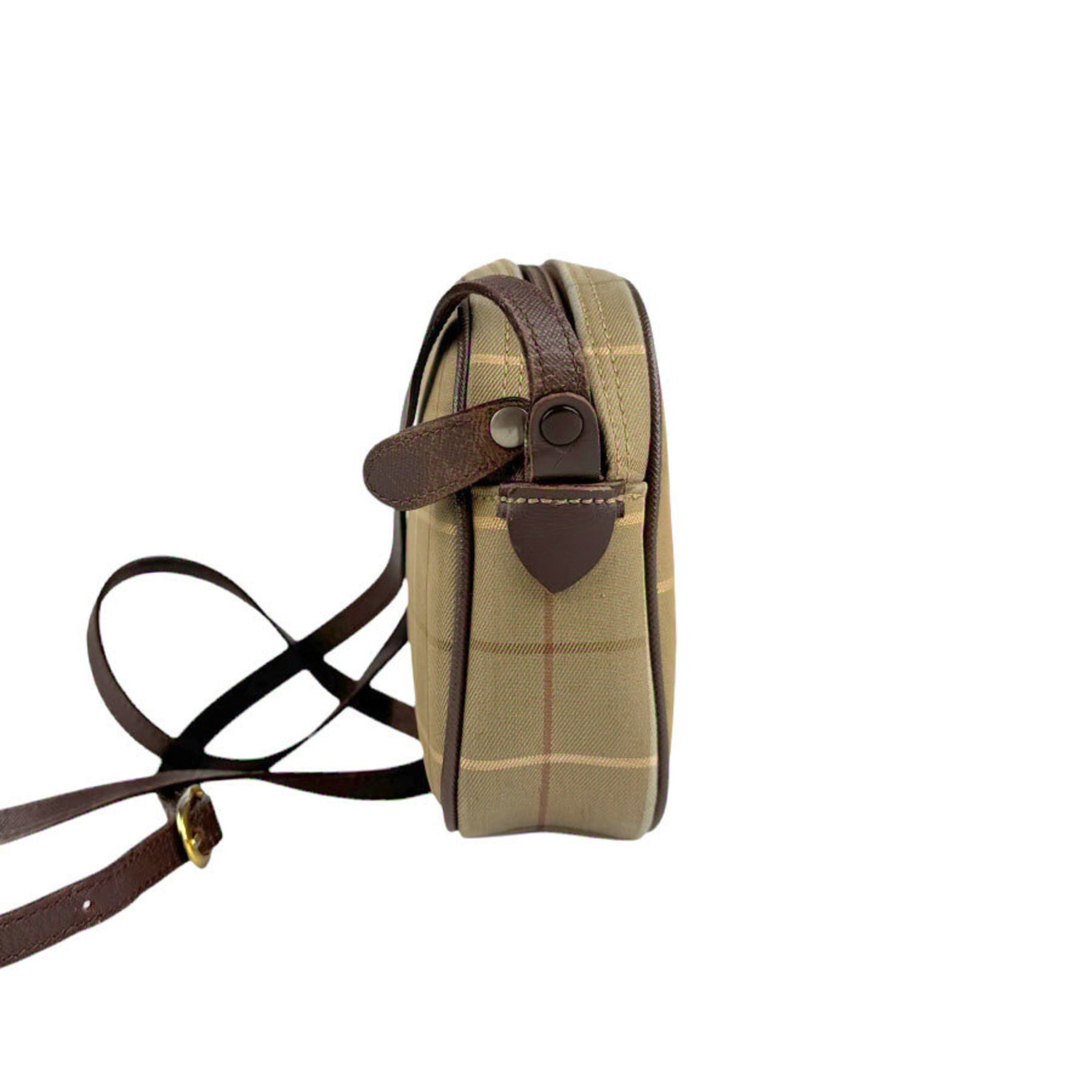 Burberrys Shoulder Bag Canvas Leather Khaki Beige Brown