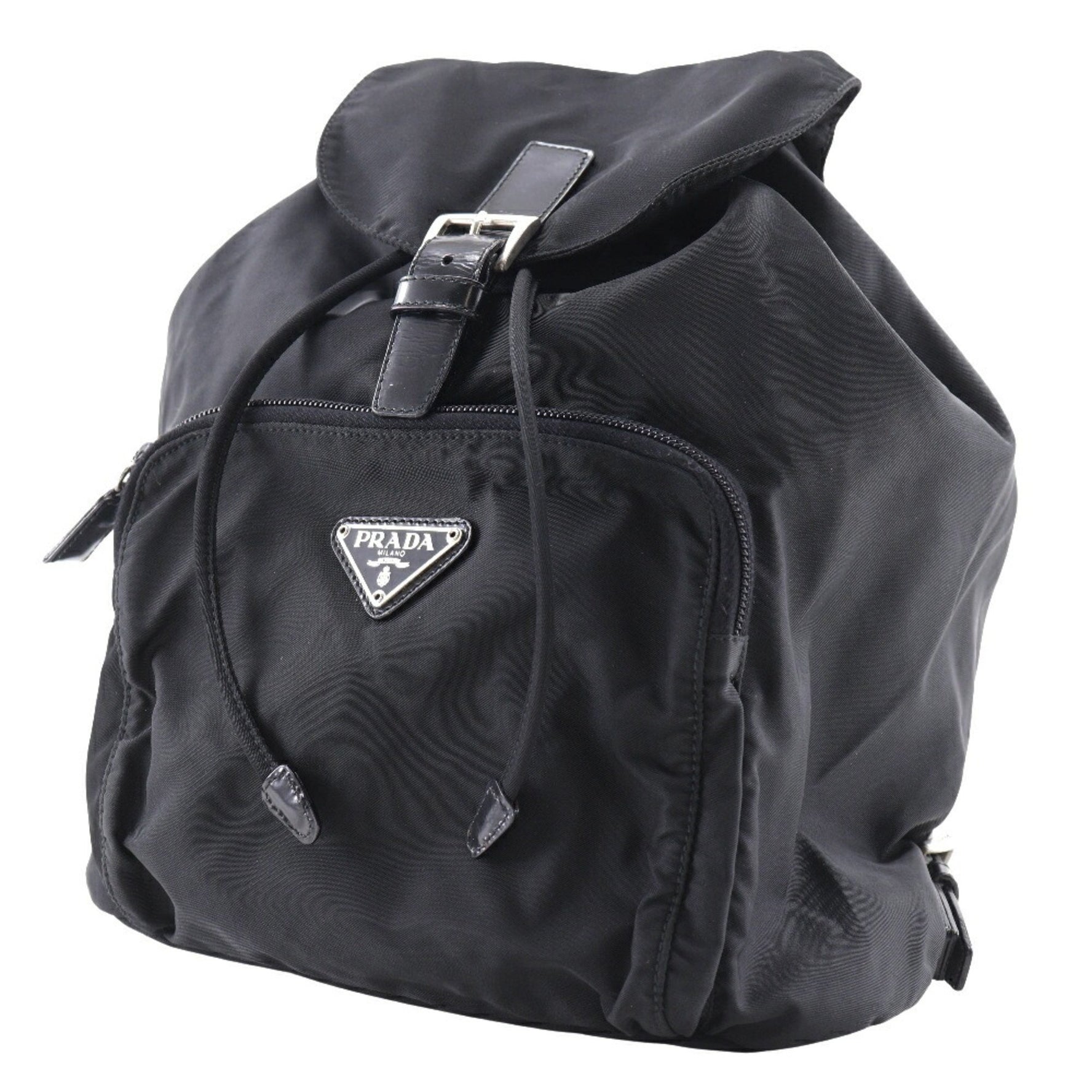 Prada Backpack/Daypack B4650F Nylon NERO Black A5 Belt Clasp Women's I151525025