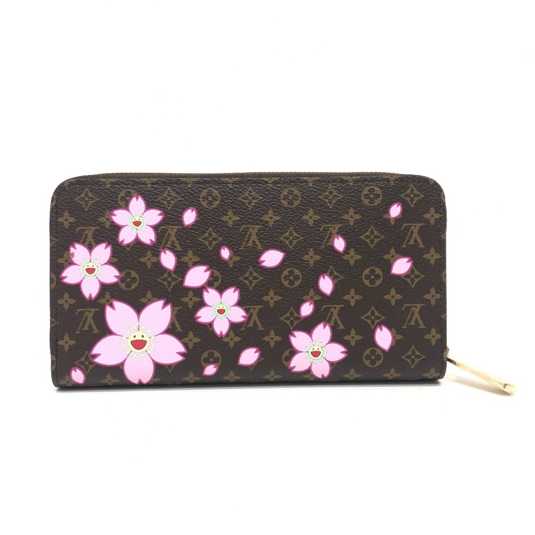 Louis Vuitton Takashi Murakami Monogram LV x TM Zippy Wallet Cherry Blossom Long Canvas Brown