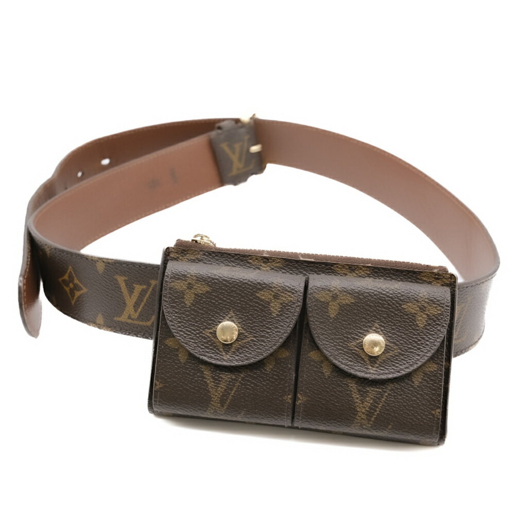 Louis Vuitton Santur Pochette Duo Monogram Waist Bag Shoulder Belt Leather
