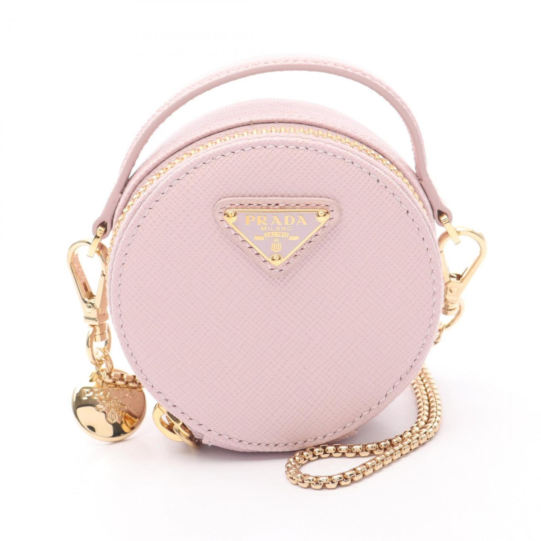 PRADA Saffiano Triangle Mini Pouch Shoulder Bag Leather