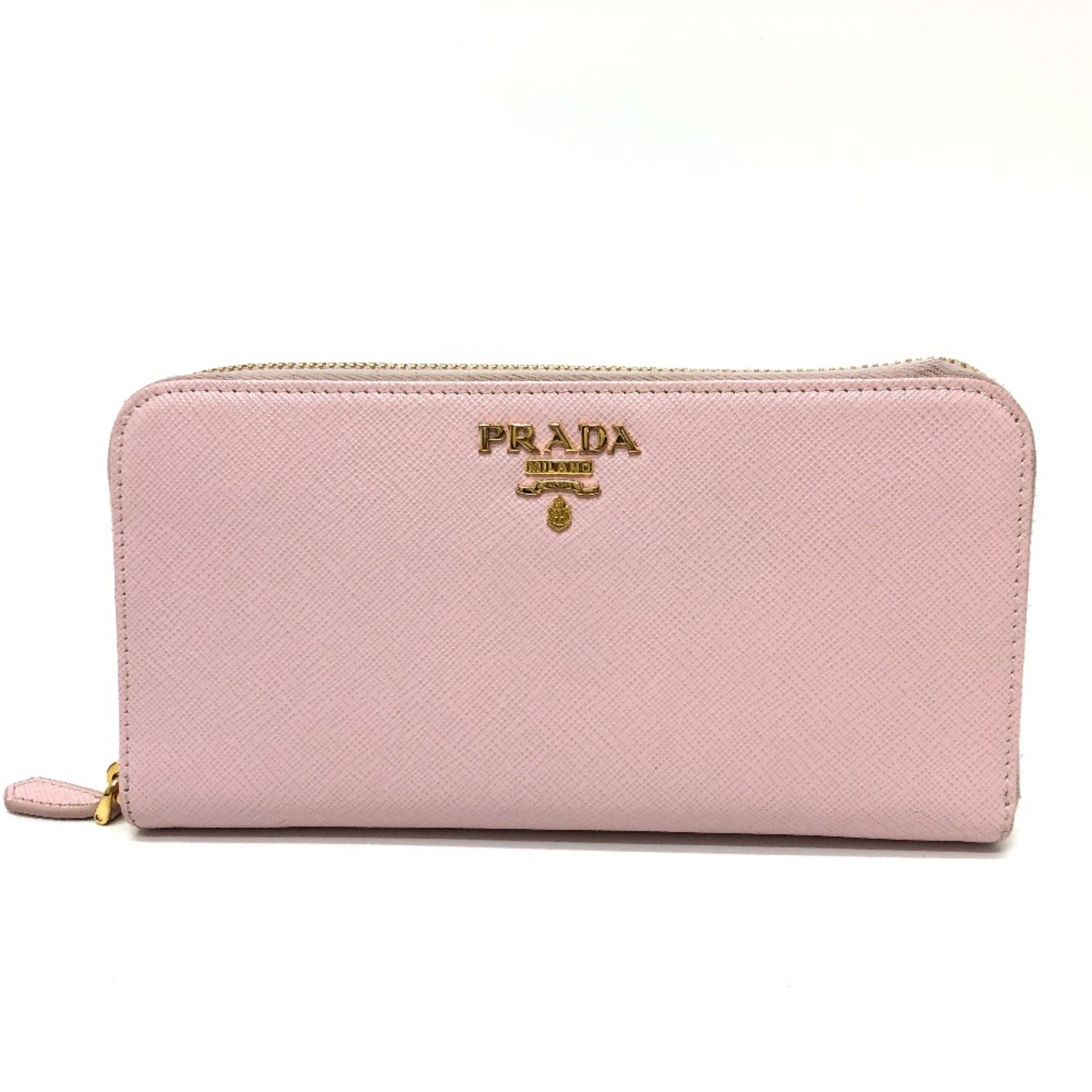 PRADA logo Zip Around Long Wallet GoldHardware