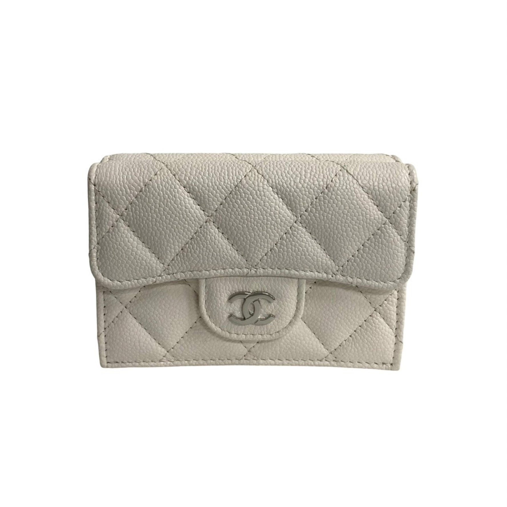 CHANEL Matelasse Coco Mark Leather and Caviar Skin Tri-fold Wallet