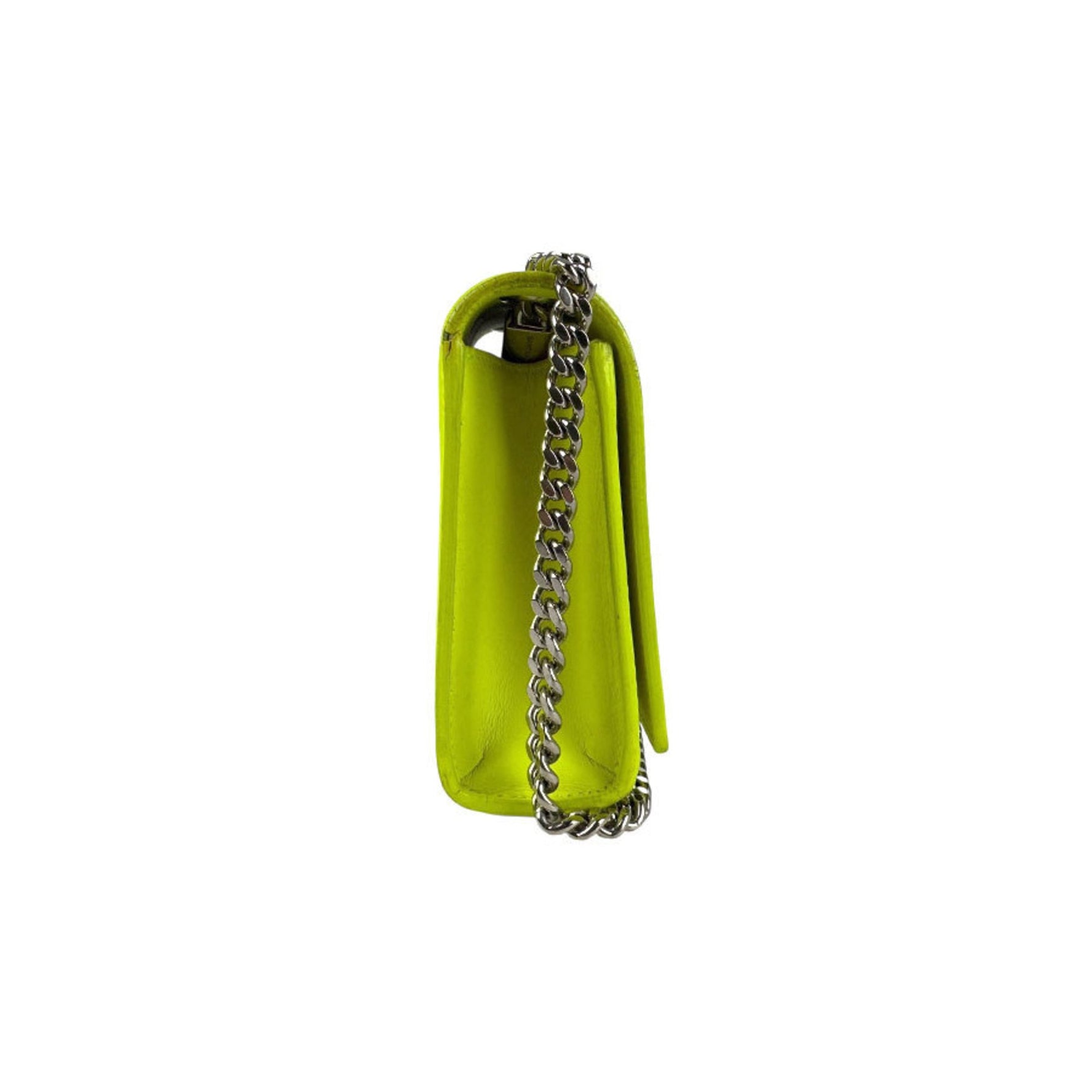 Saint Laurent shoulder bag in leather, metal, neon yellow and silver