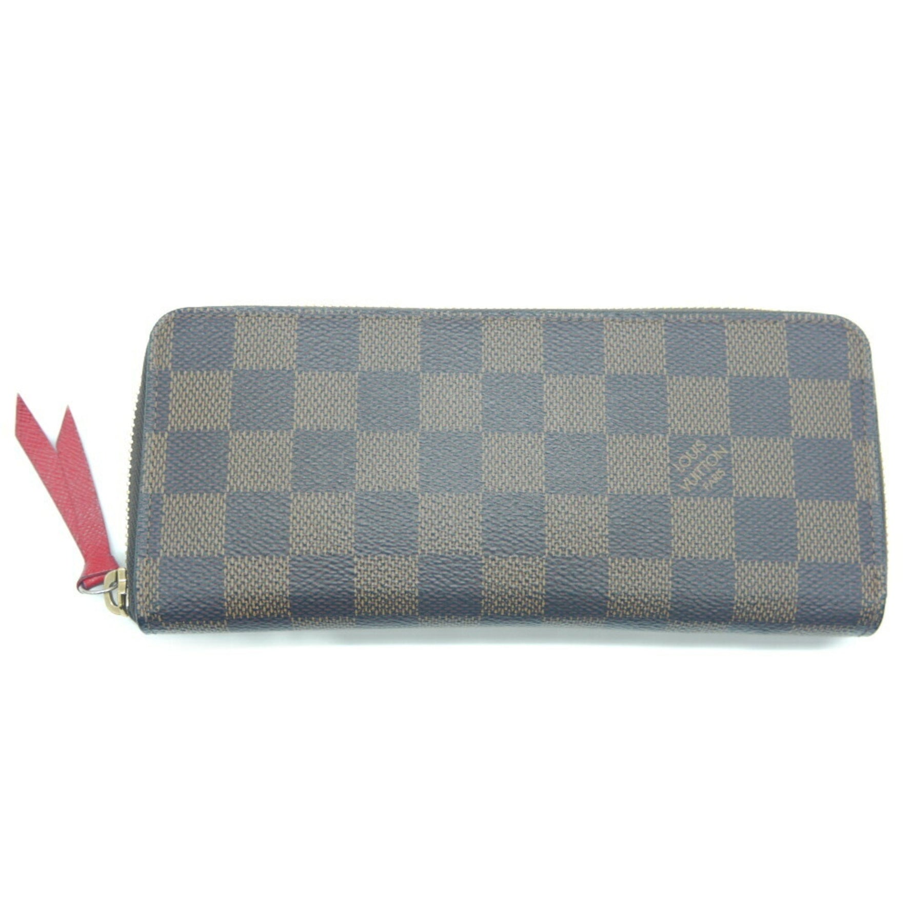 Louis Vuitton Long Wallet Portefeuille Clemence Damier Ebene Cerise Round