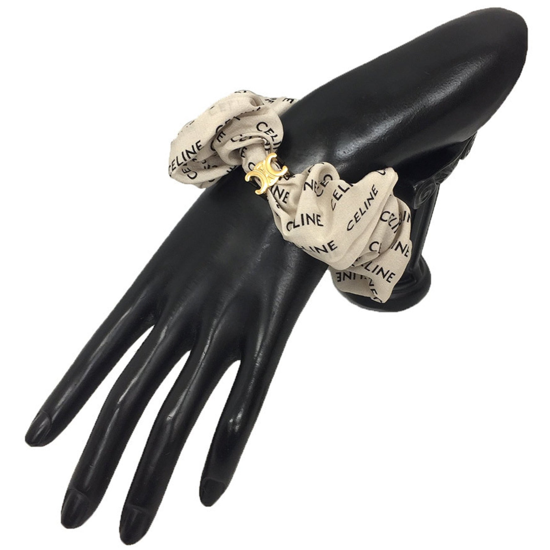 CELINE Scrunchie Hair Silk Beige New 2025