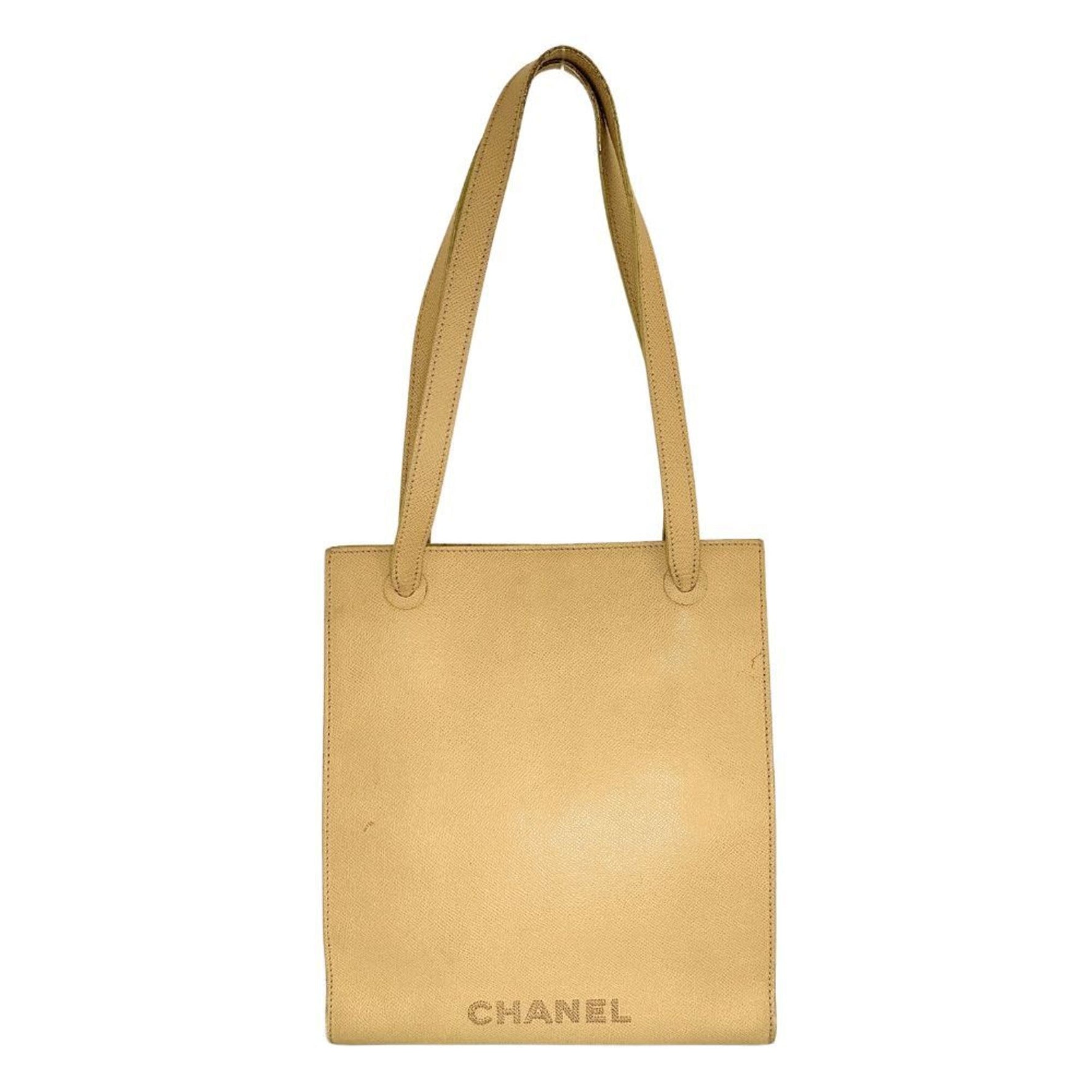 CHANEL shoulder bag leather 1998 snap button logo ladies