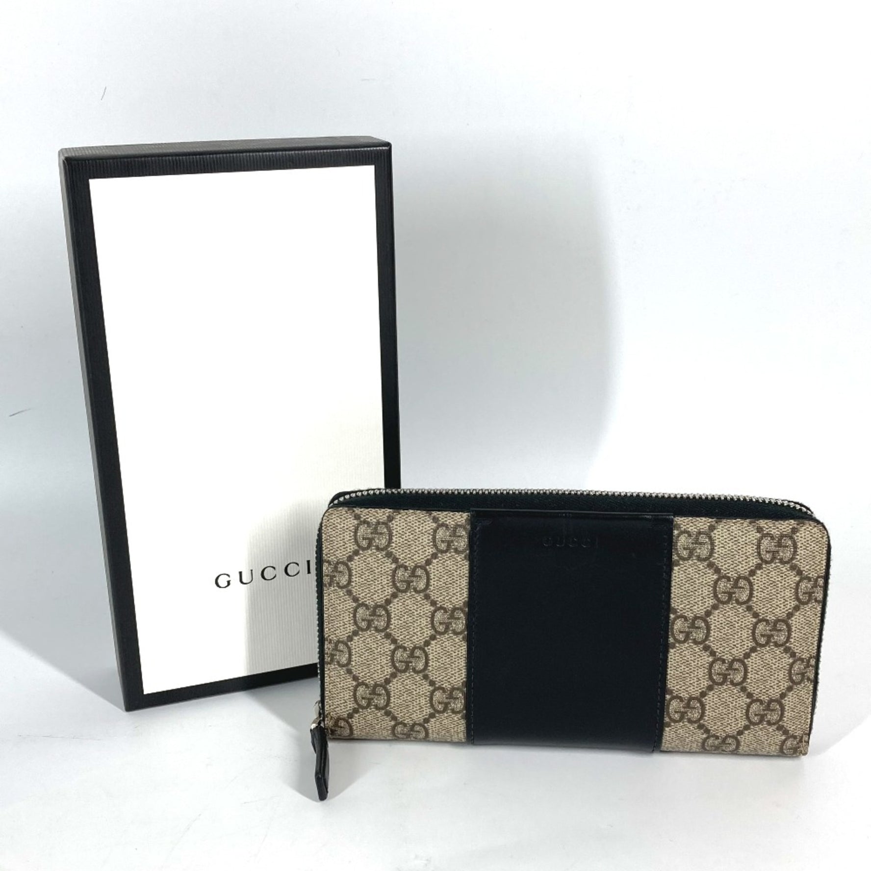 Gucci GG Supreme Zip Around Long Wallet Black