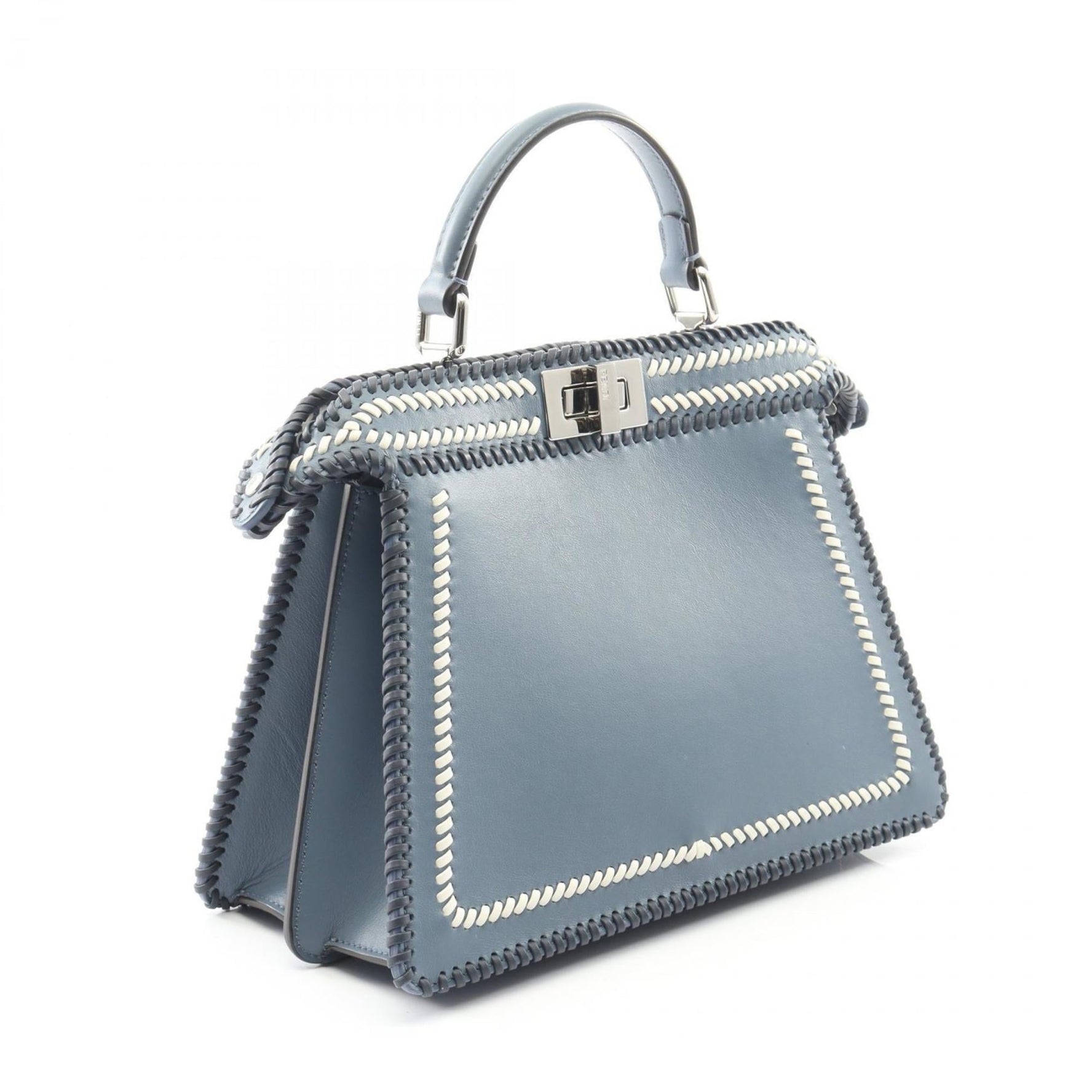 Fendi Peekaboo I See You Small Handbag Leather Bag Blue White Navy