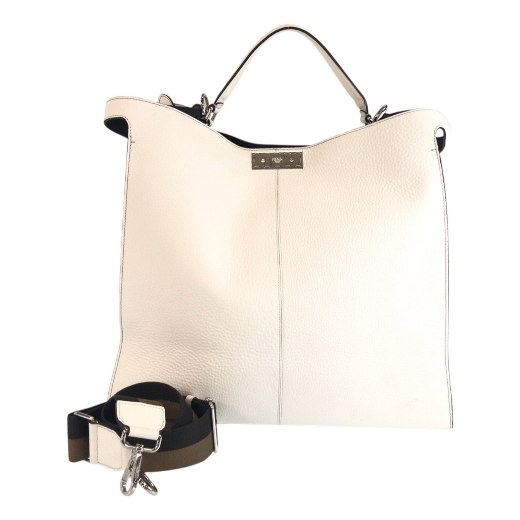 FENDI Peekaboo X-Lite Selleria Silver Hardware Leather Tote Bag Business Men's