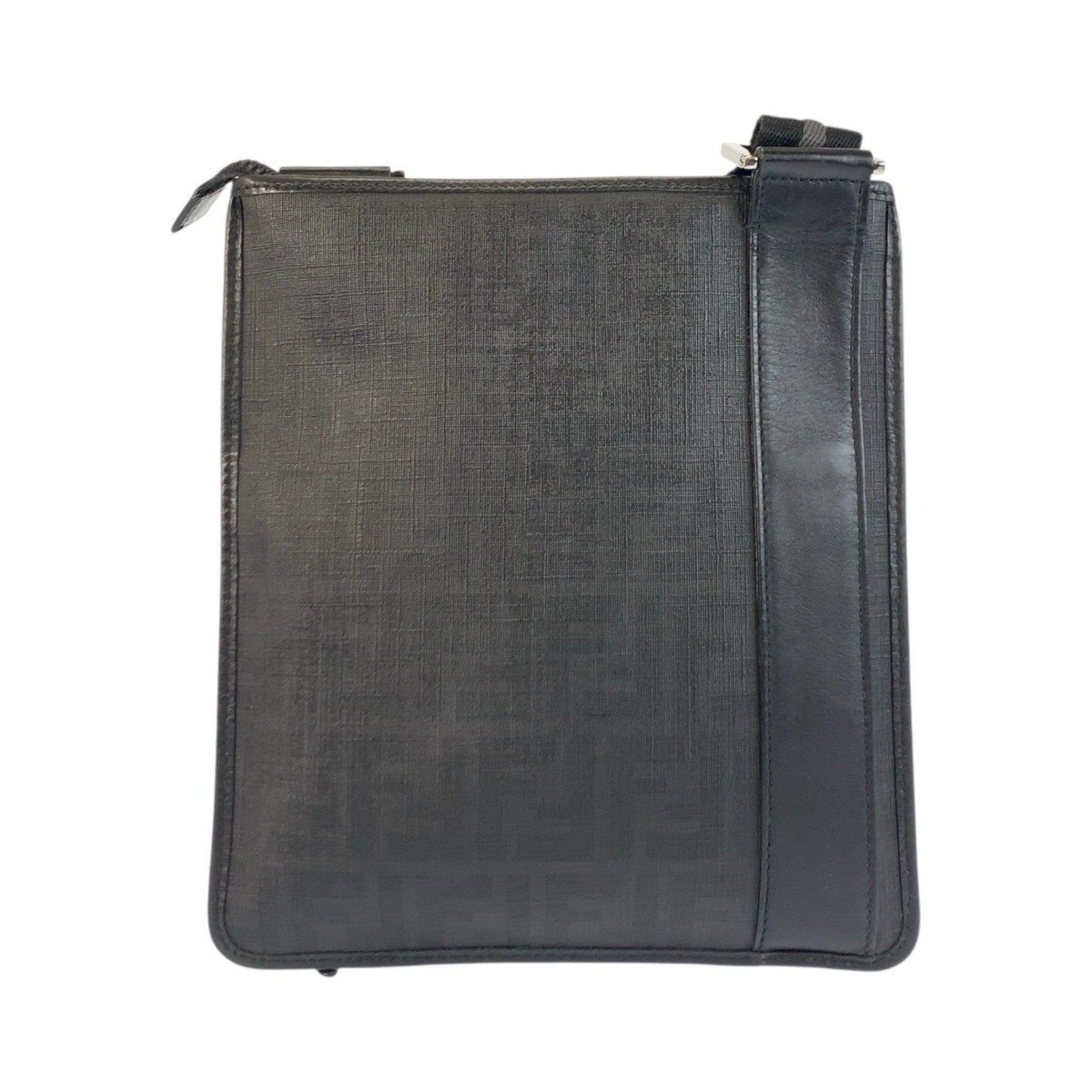 FENDI Zucca Leather Shoulder Bag with Silver Hardware