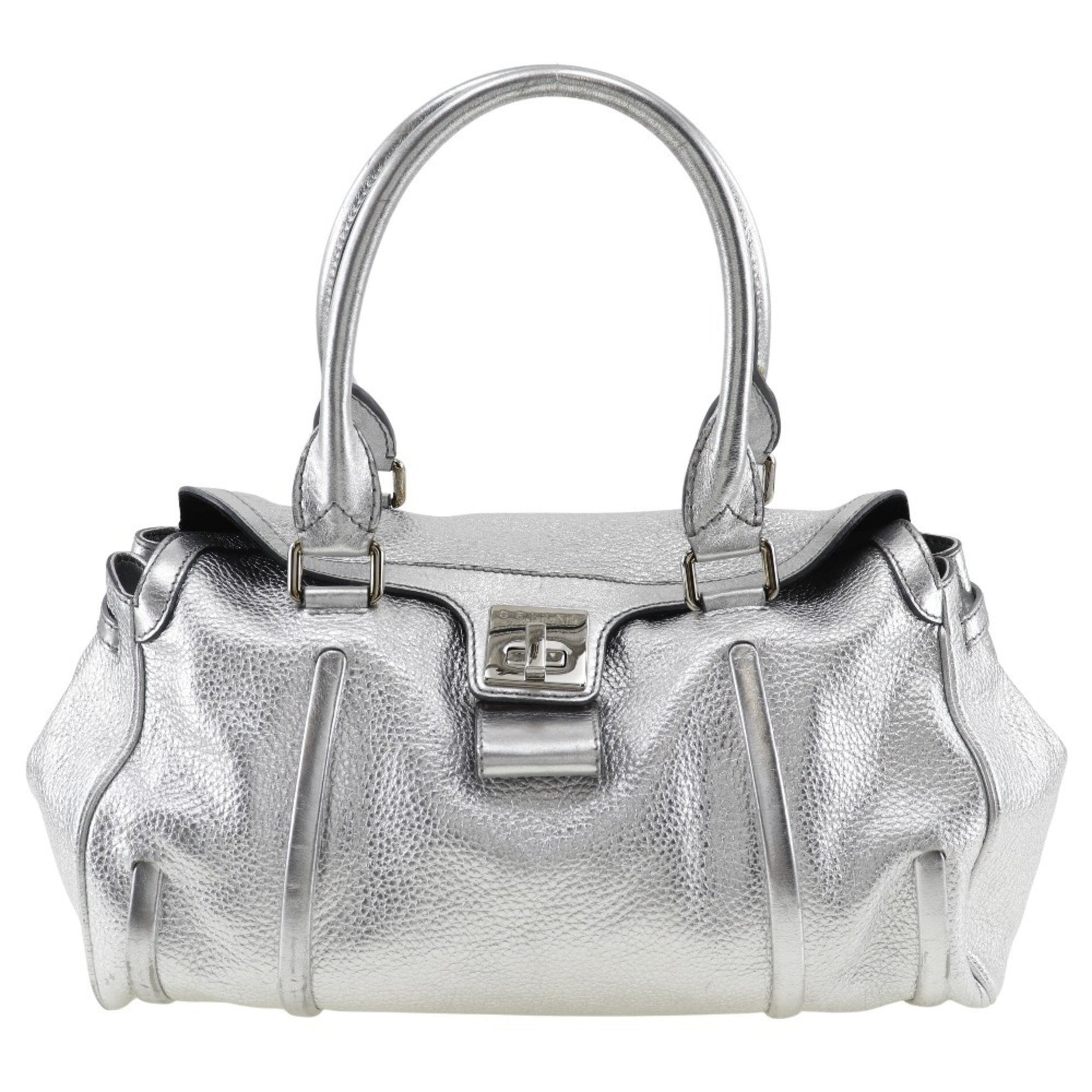 CELINE Plate Handbag Calfskin Turnlock With Logo
