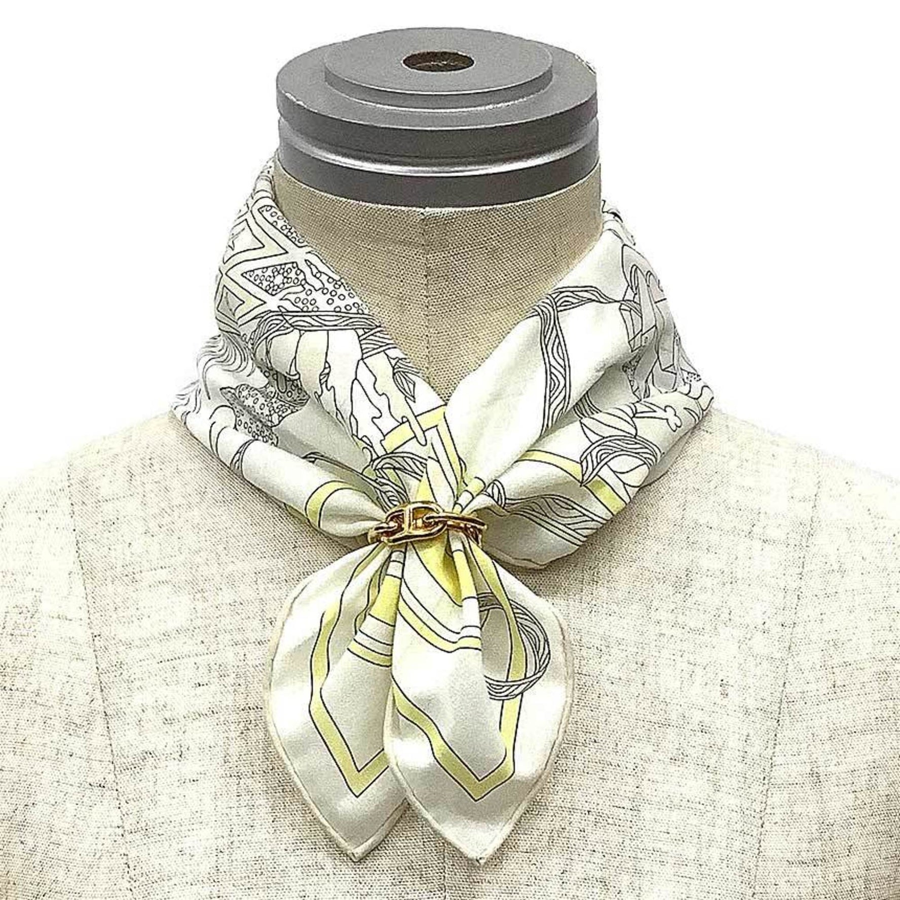 HERMES Handkerchief "Le Sacre de I'Hiver" (The Festival of I'Hiver) 02 Bandana Scarf Muffler Cotton Carré