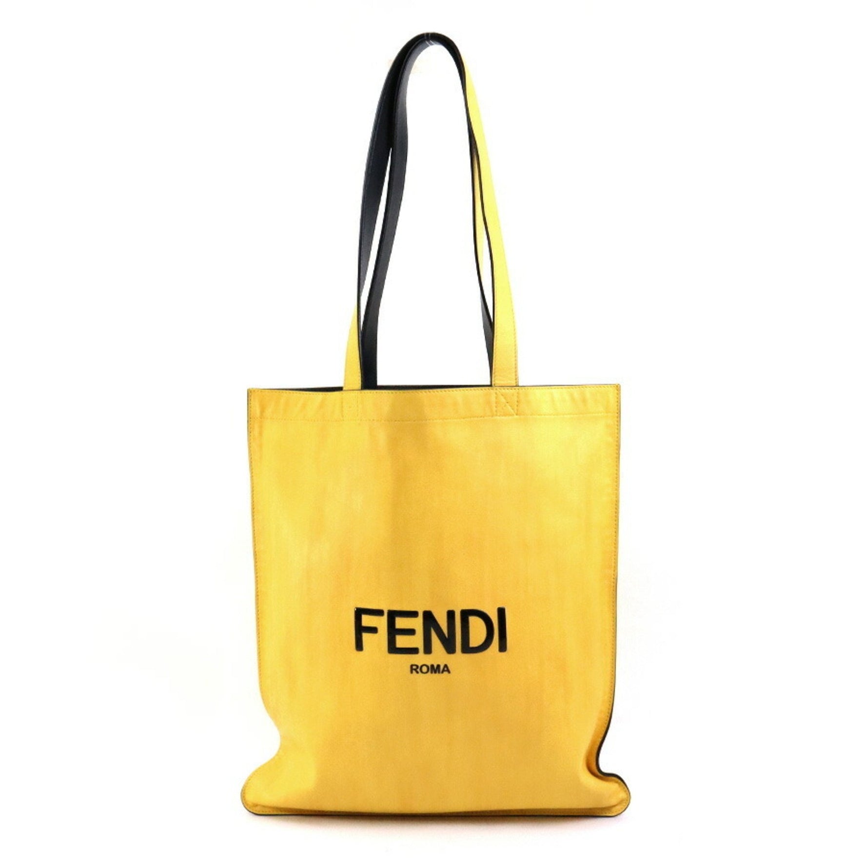 FENDI Shoulder bag tote leather yellow x black