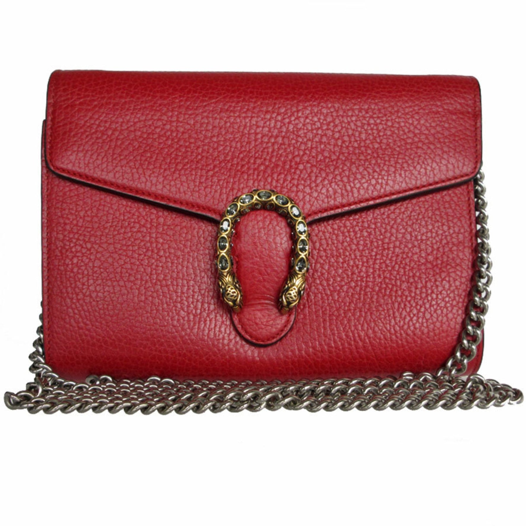 GUCCI Chain Wallet Dionysus Leather Red