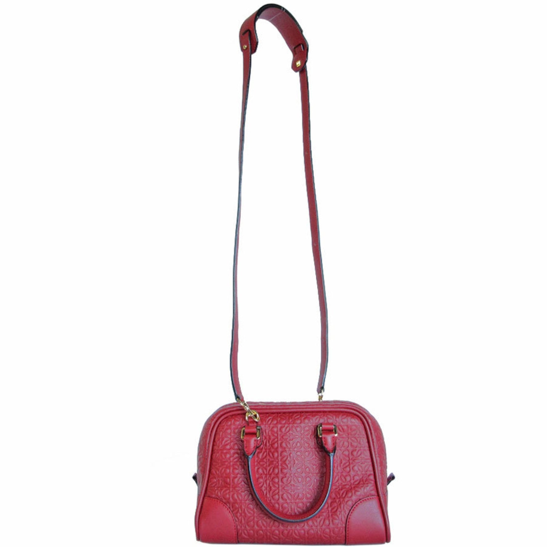 LOEWE handbag shoulder bag Amazona 75 leather dark red gold ladies