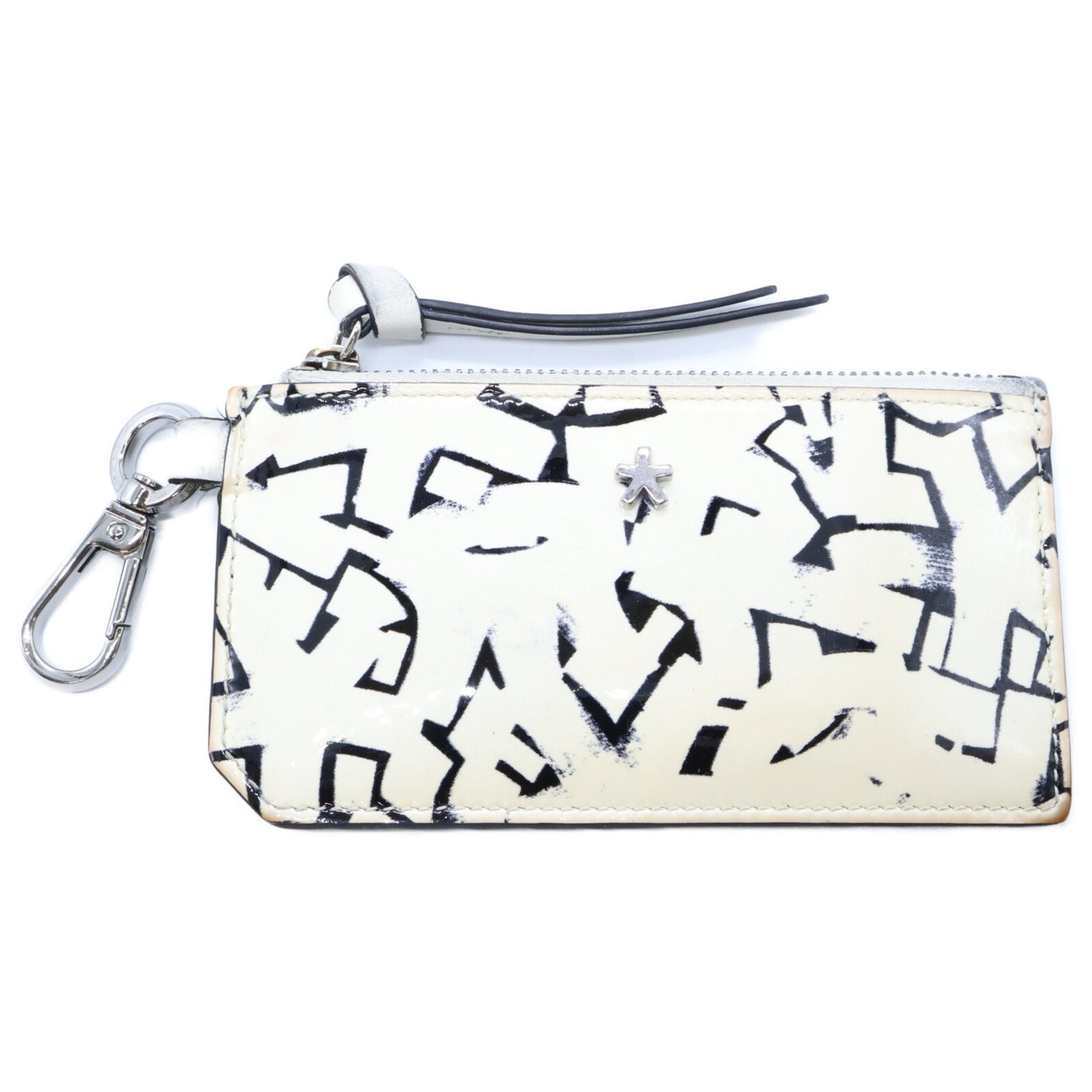 JIMMY CHOO x POGGY Eric Haze patent leather signature star motif business card holder/card case in white and black