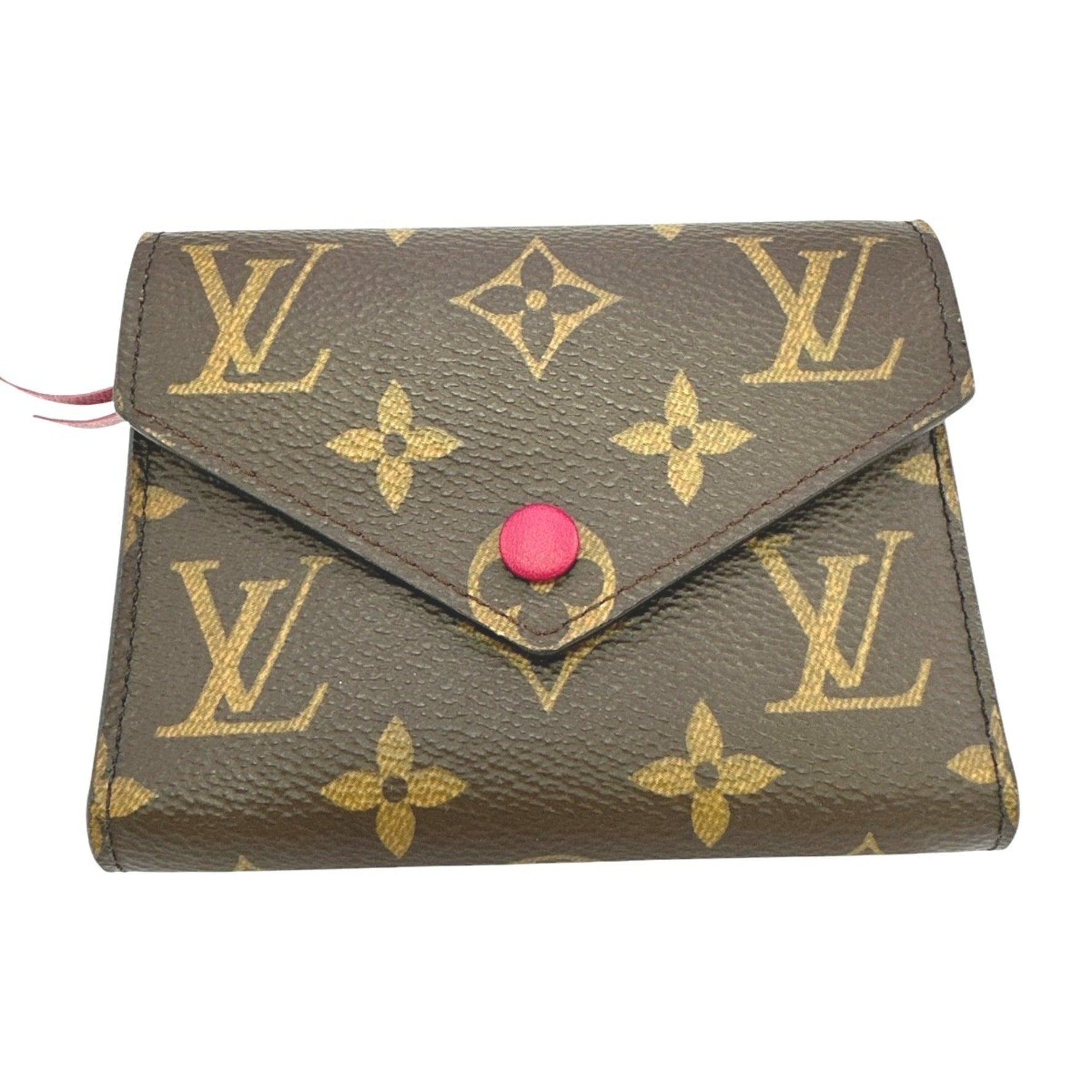 Louis Vuitton Wallet/Coin Case Business Card Holder/Card with Coin Purse Monogram Portefeuille Victorine Canvas Red