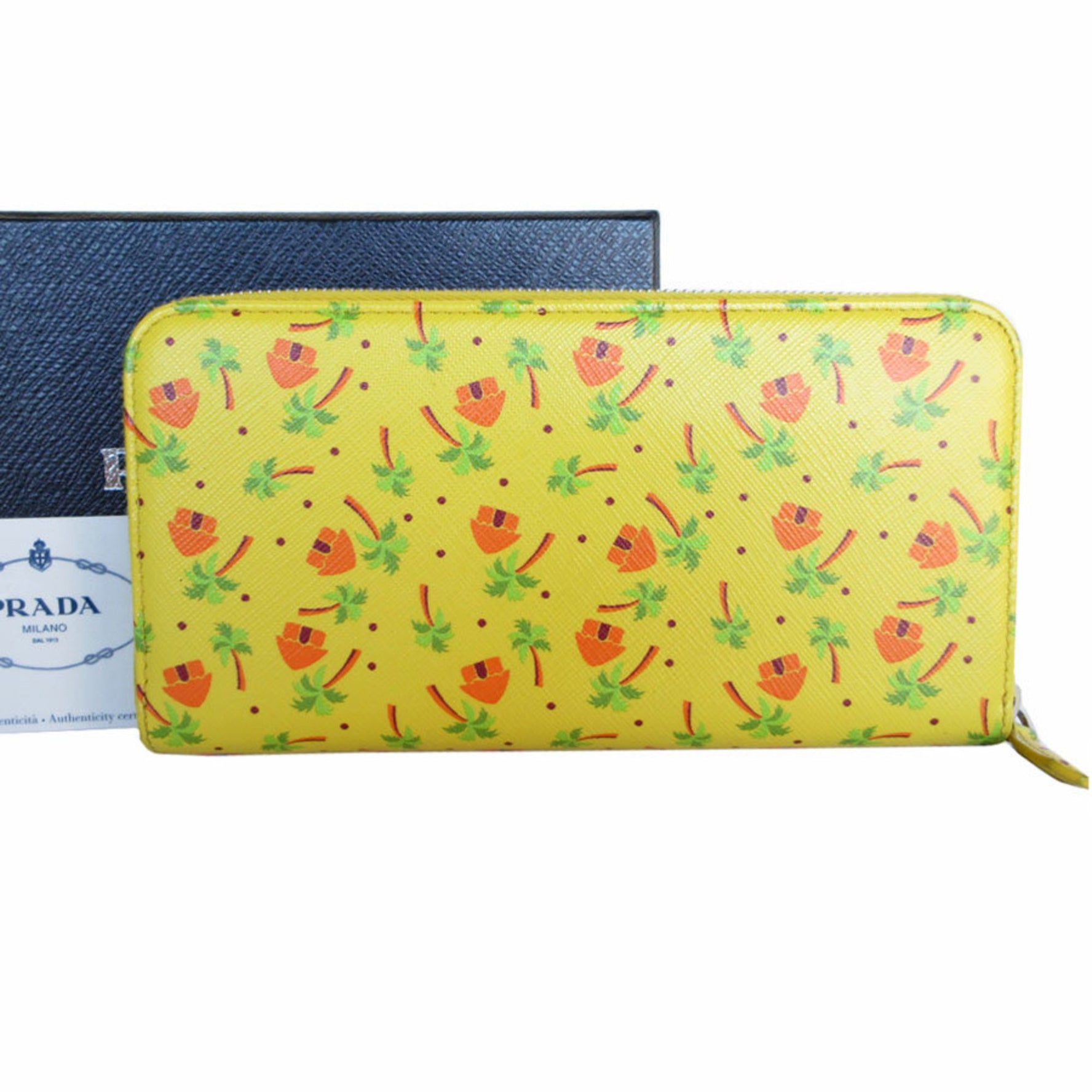 PRADA Round Long Wallet Leather