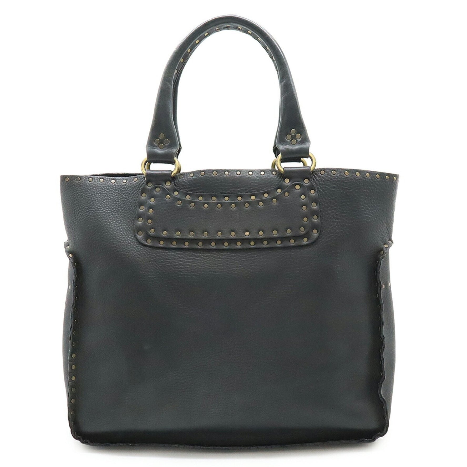 CELINE Boogie Bag Tote Handbag Studs Leather Black