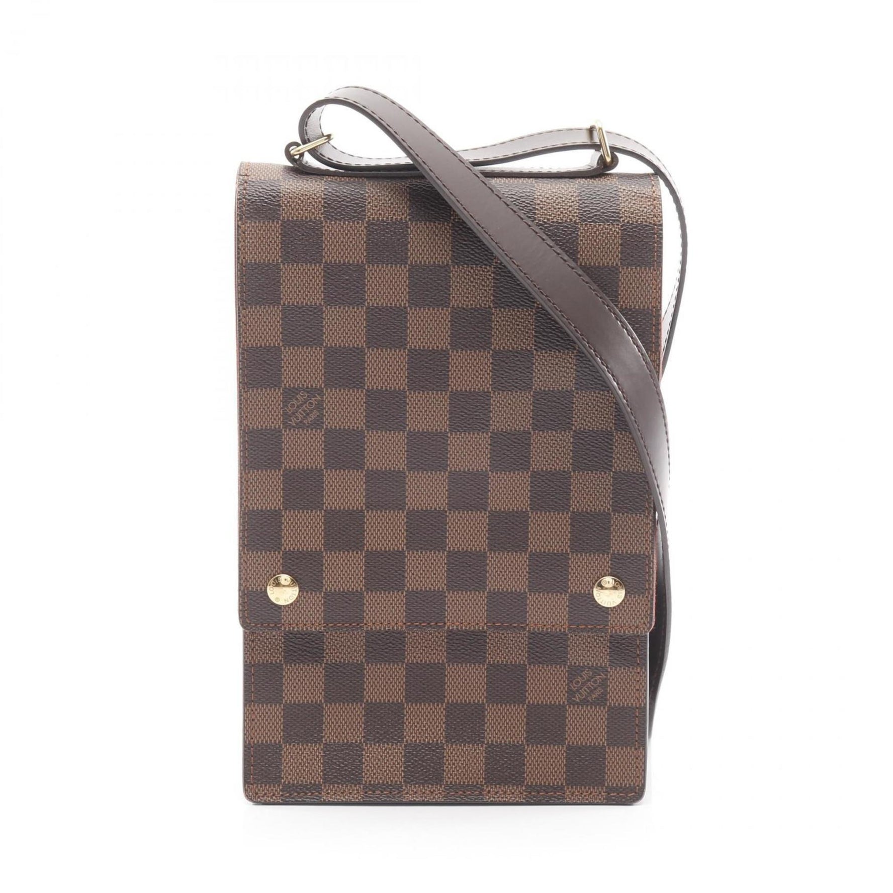 Louis Vuitton Portobello Shoulder Bag, Coated Canvas, Leather, Damier, Brown
