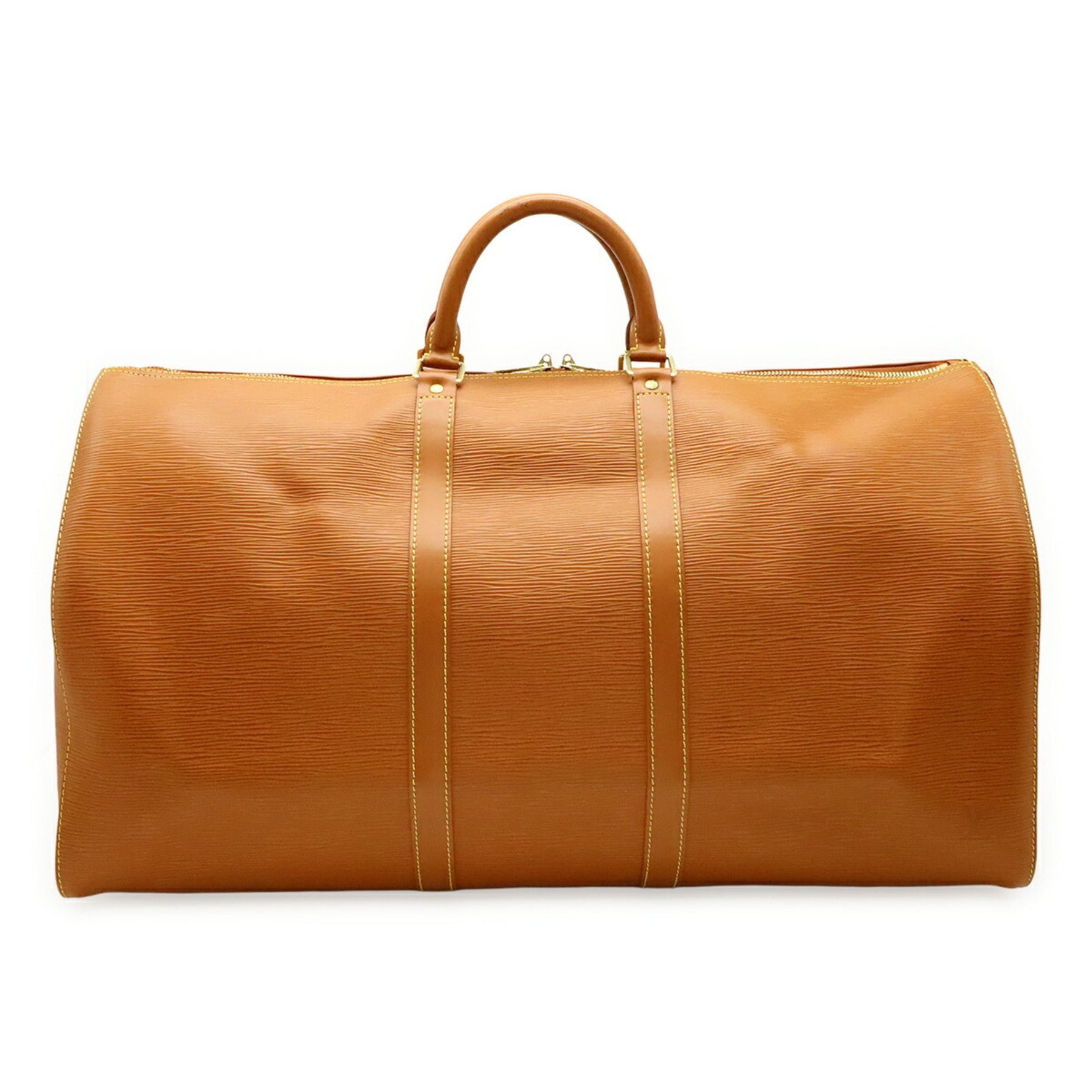 Louis Vuitton Epi Leather Keepall 55 Boston Bag/Travel Bag in Zipangu Gold and Camel