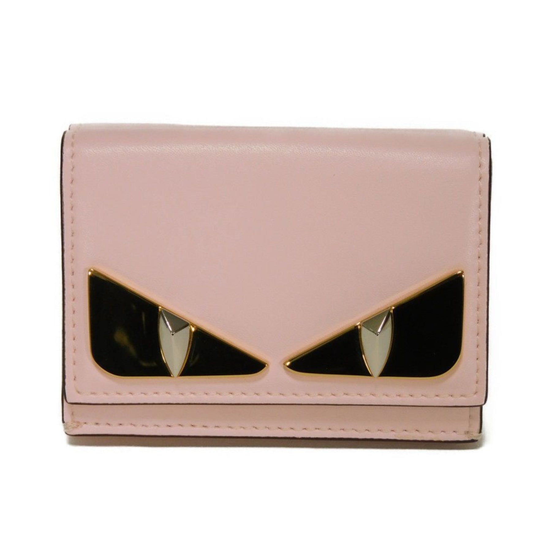 FENDI Micro Trifold Wallet in Light Pink Monster Bag Bugs Confetti, with Bill Compartment