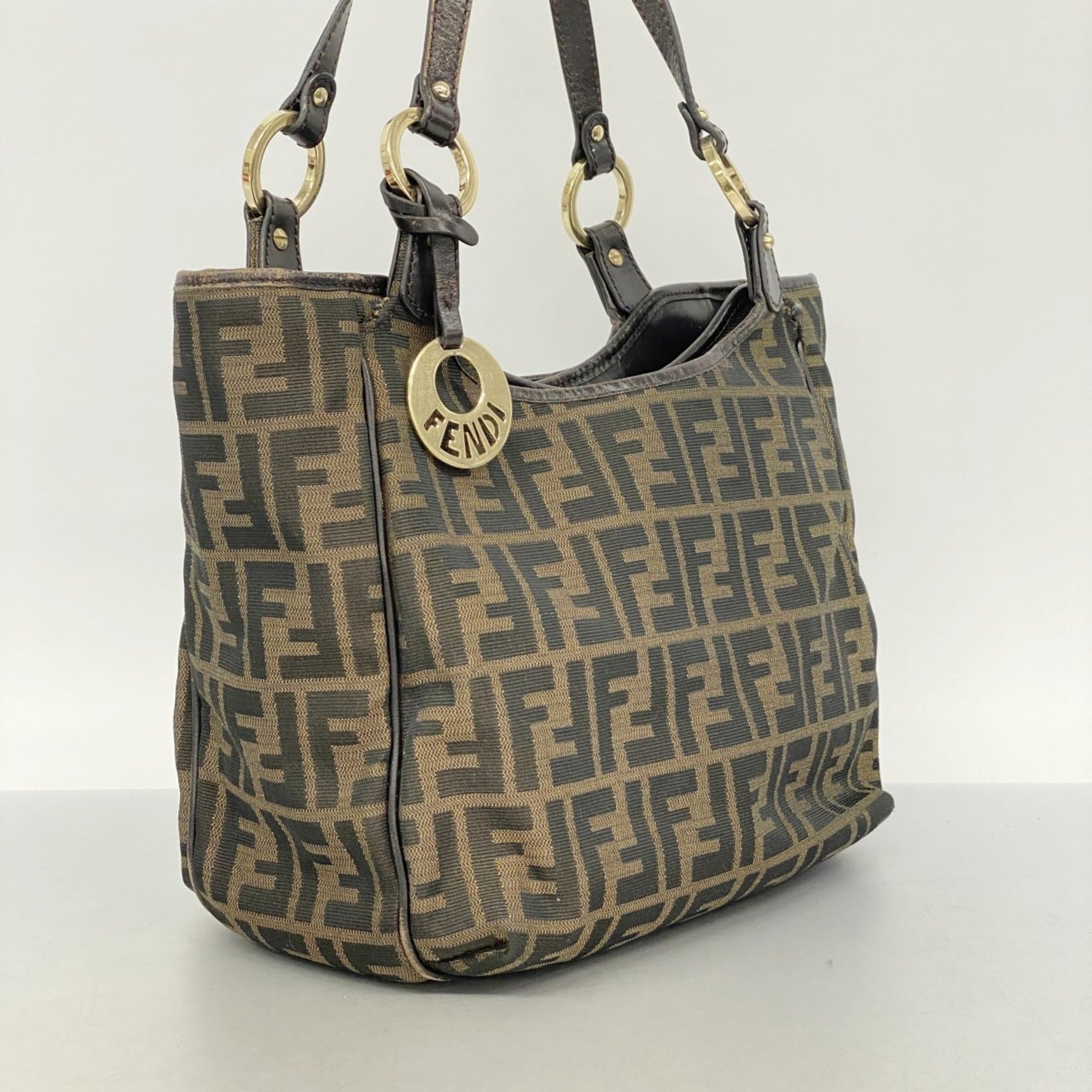 Fendi Zucca nylon canvas tote bag in and champagne